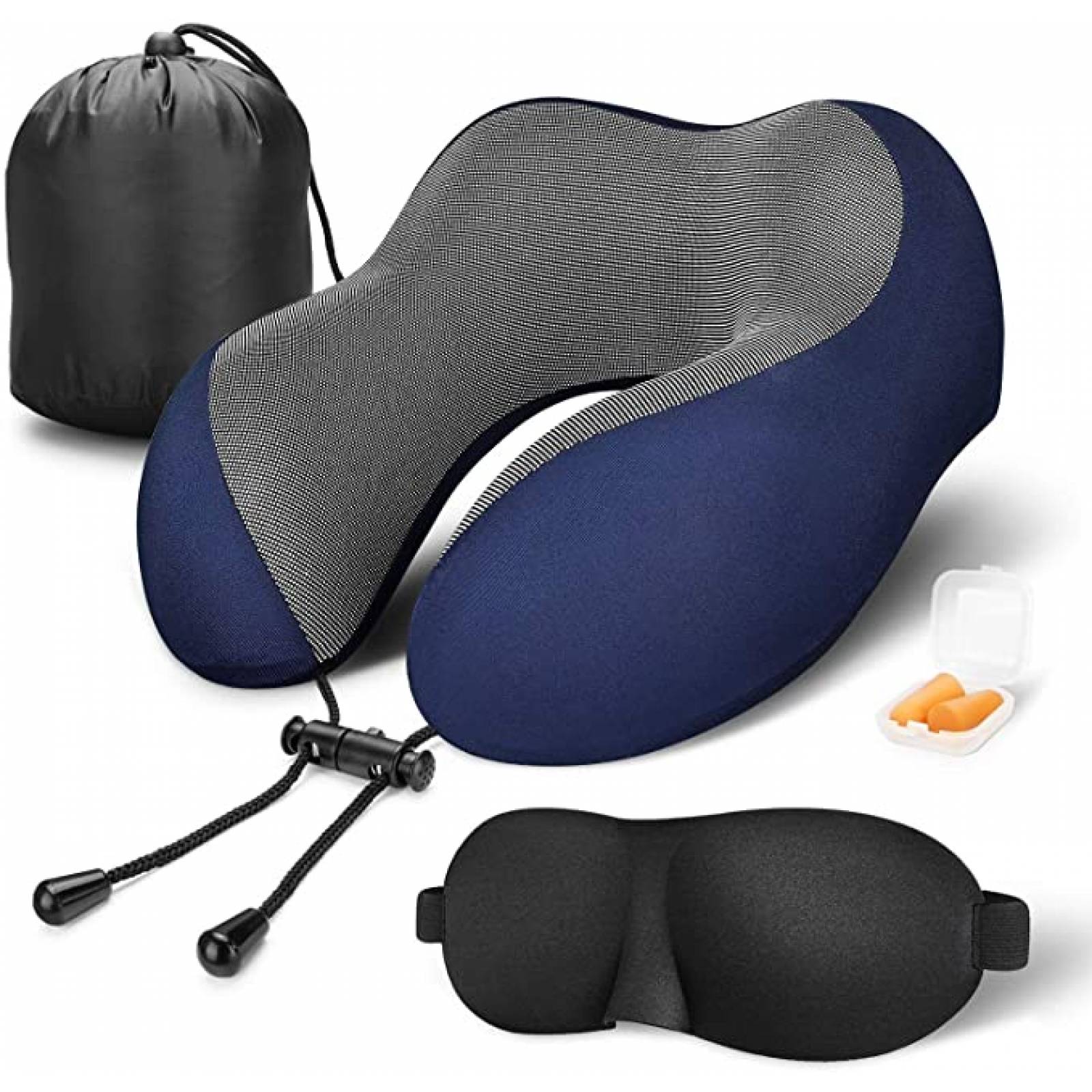 Timotech Set de Almohada de Viaje, Antifaz para Dormir y Tapones para oidos