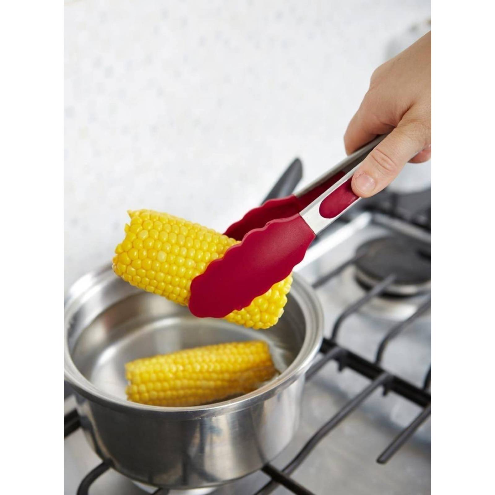 U Chef Pinzas De Cocina De Acero Inoxidable Punta Goma Set 2 12 Rojo