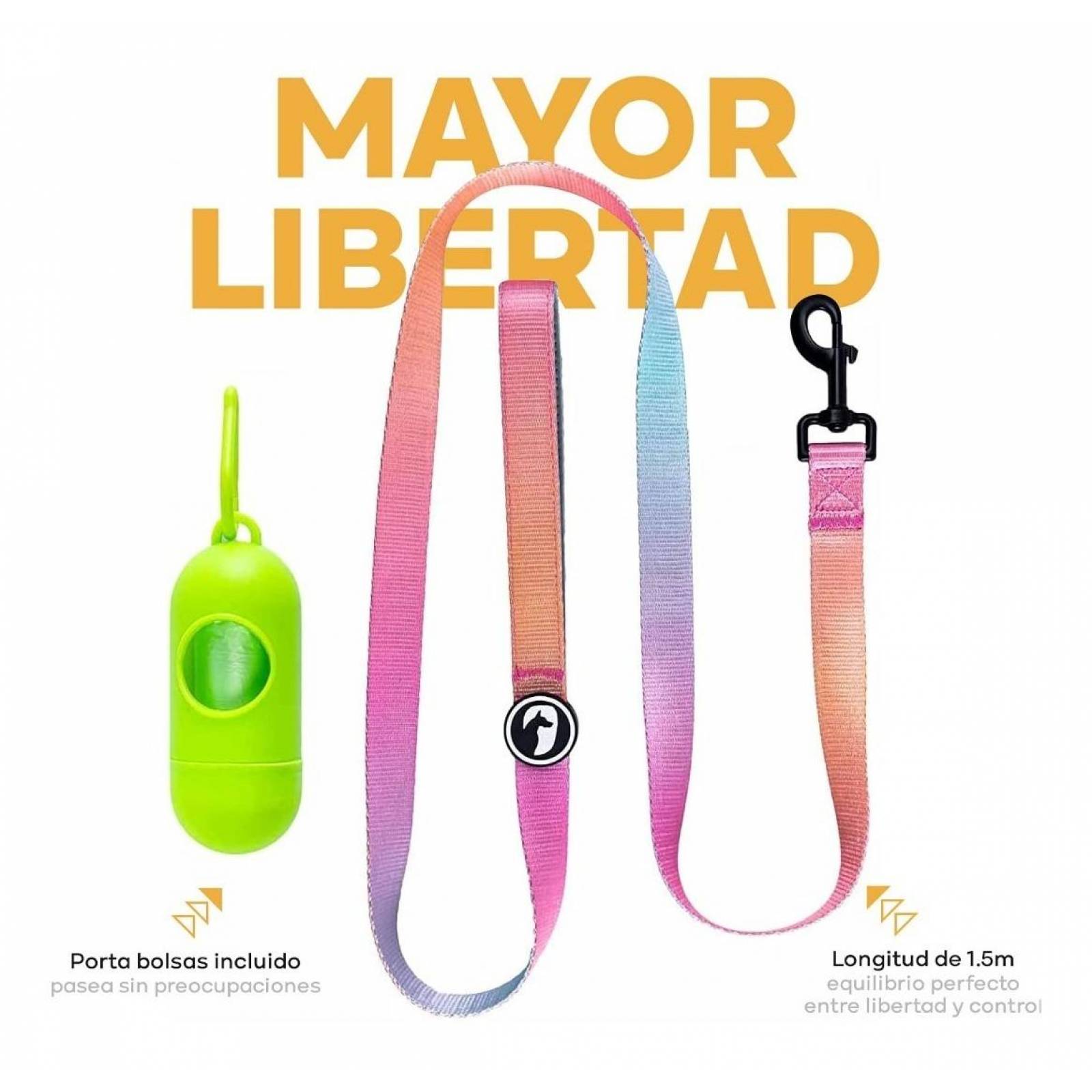 Wolfi Correa De Tela Para Perro De 1.5 Metros Coral 