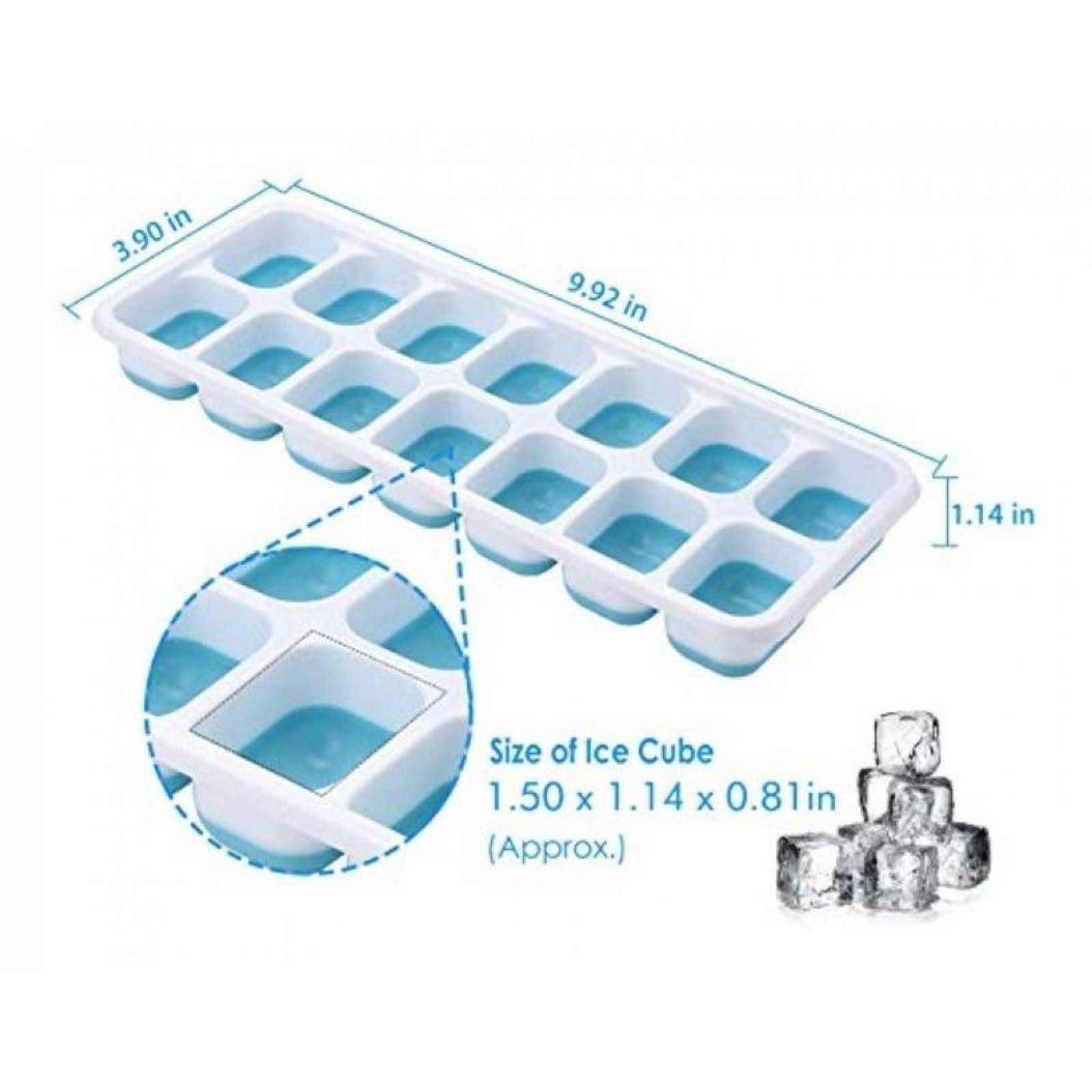 U Chef Molde Cubitos Cubos De Hielo Tapa Sin Bpa Set De 4 Celeste 25.4