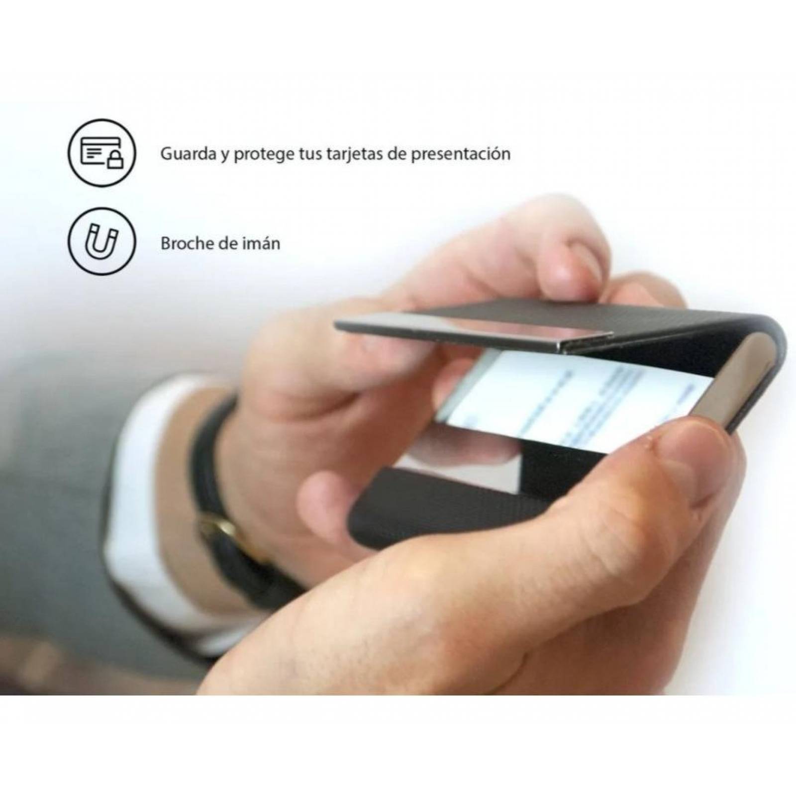 Timotech Tarjetero Ejecutivo. Piel Pu Acero Inoxidable 