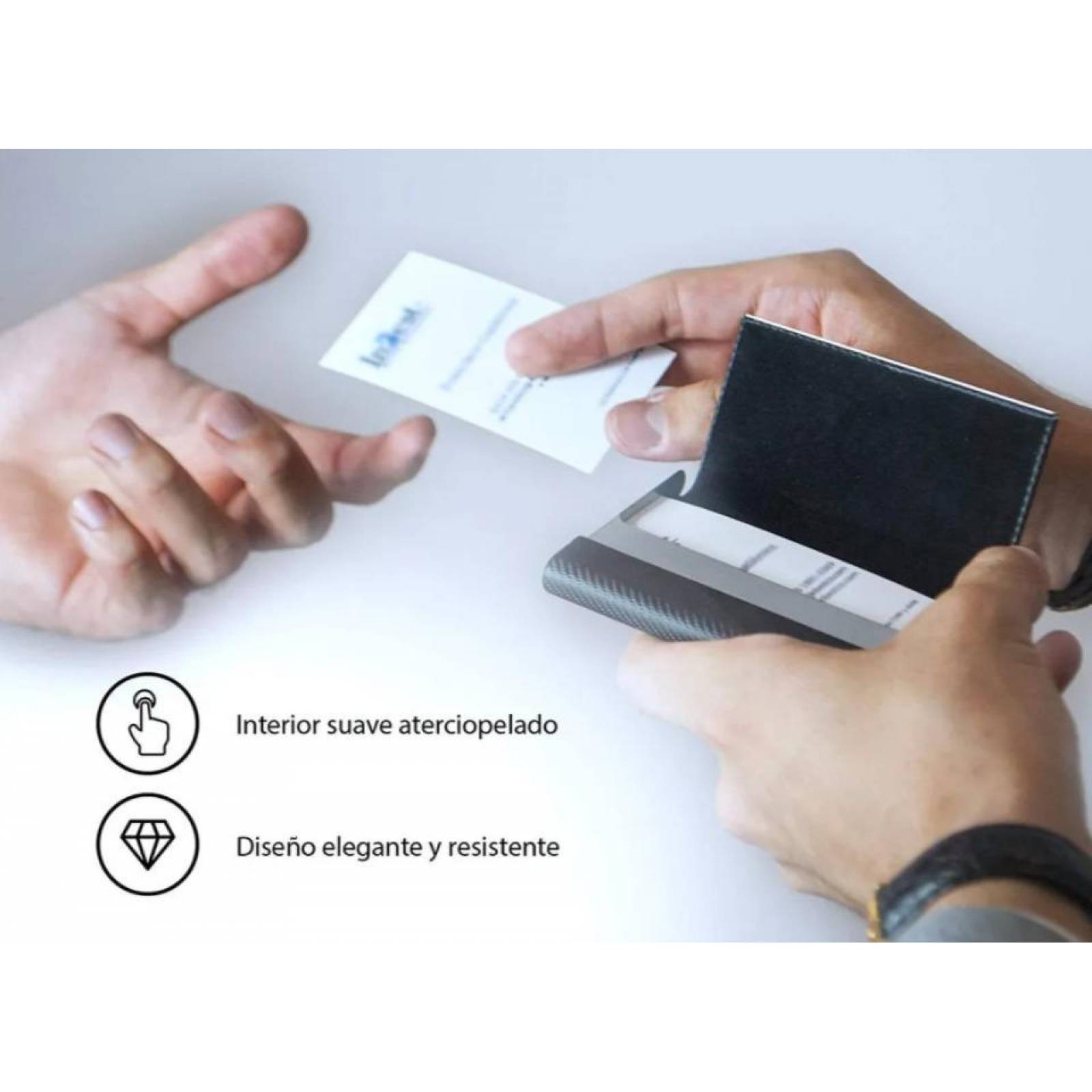 Timotech Tarjetero Ejecutivo. Piel Pu Acero Inoxidable 