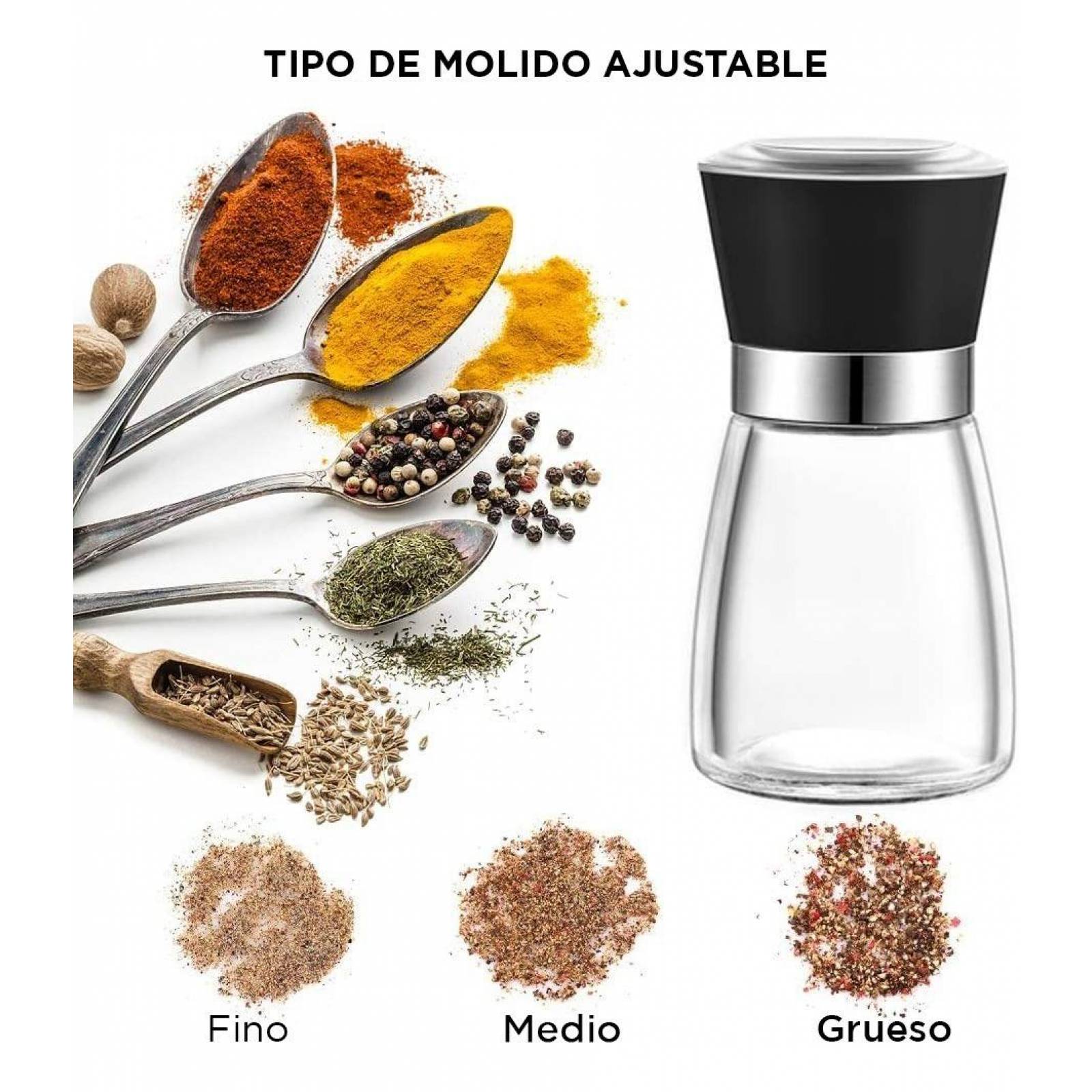 U Chef Salero Y Pimentero Molinos Ajustables Para Especias 