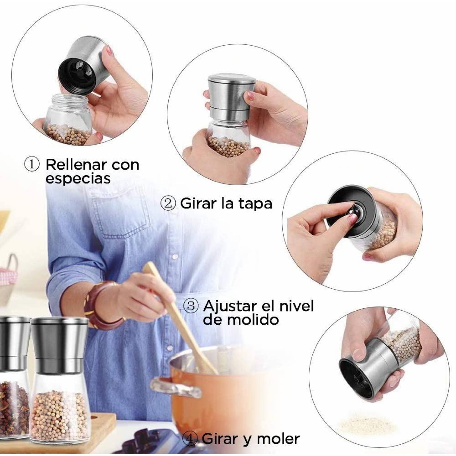 U Chef Salero Y Pimentero Molinos Ajustables Para Especias 