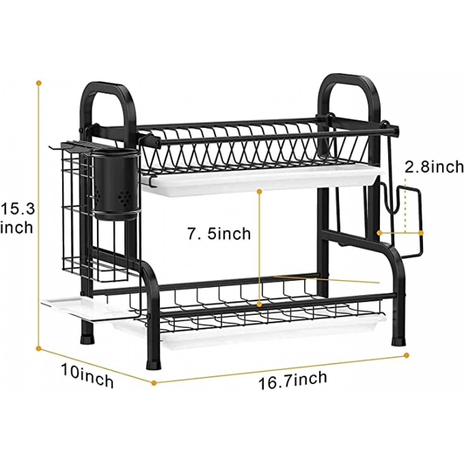 U Chef Estante escurridor de Fregadero para Platos y trastes de Cocina color negro