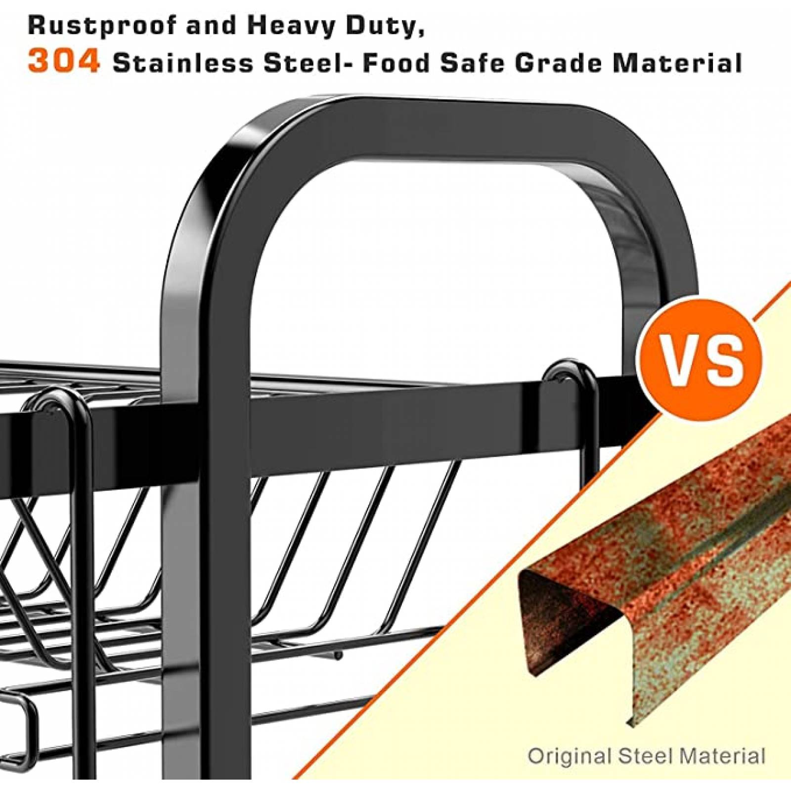 U Chef Estante escurridor de Fregadero para Platos y trastes de Cocina color negro