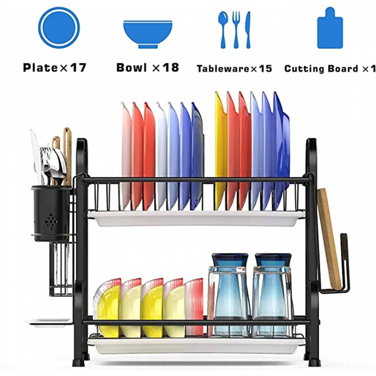 U Chef Estante escurridor de Fregadero para Platos y trastes de Cocina color negro