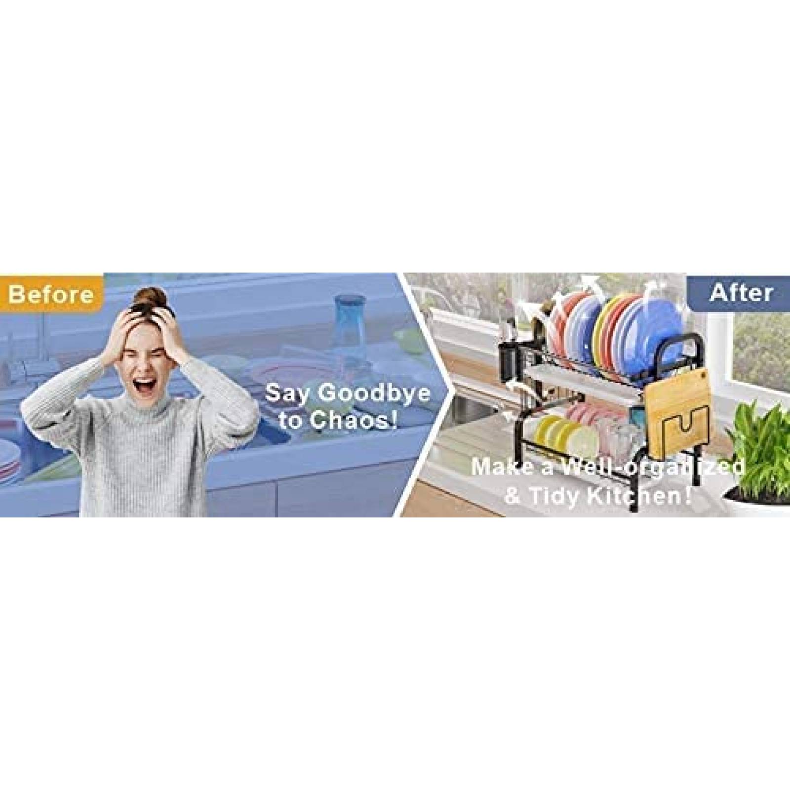 U Chef Estante escurridor de Fregadero para Platos y trastes de Cocina color negro