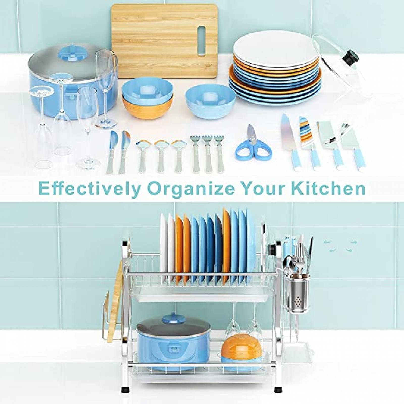 U Chef Estante escurridor de Fregadero para Platos y trastes de Cocina color plateado