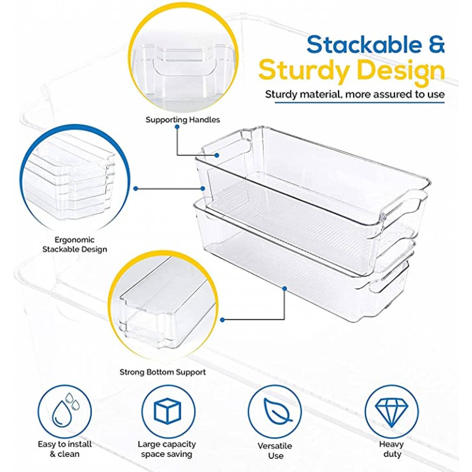 U Chef Juego de organizadores de refrigerador y congelador para hogar y cocina de 8 piezas