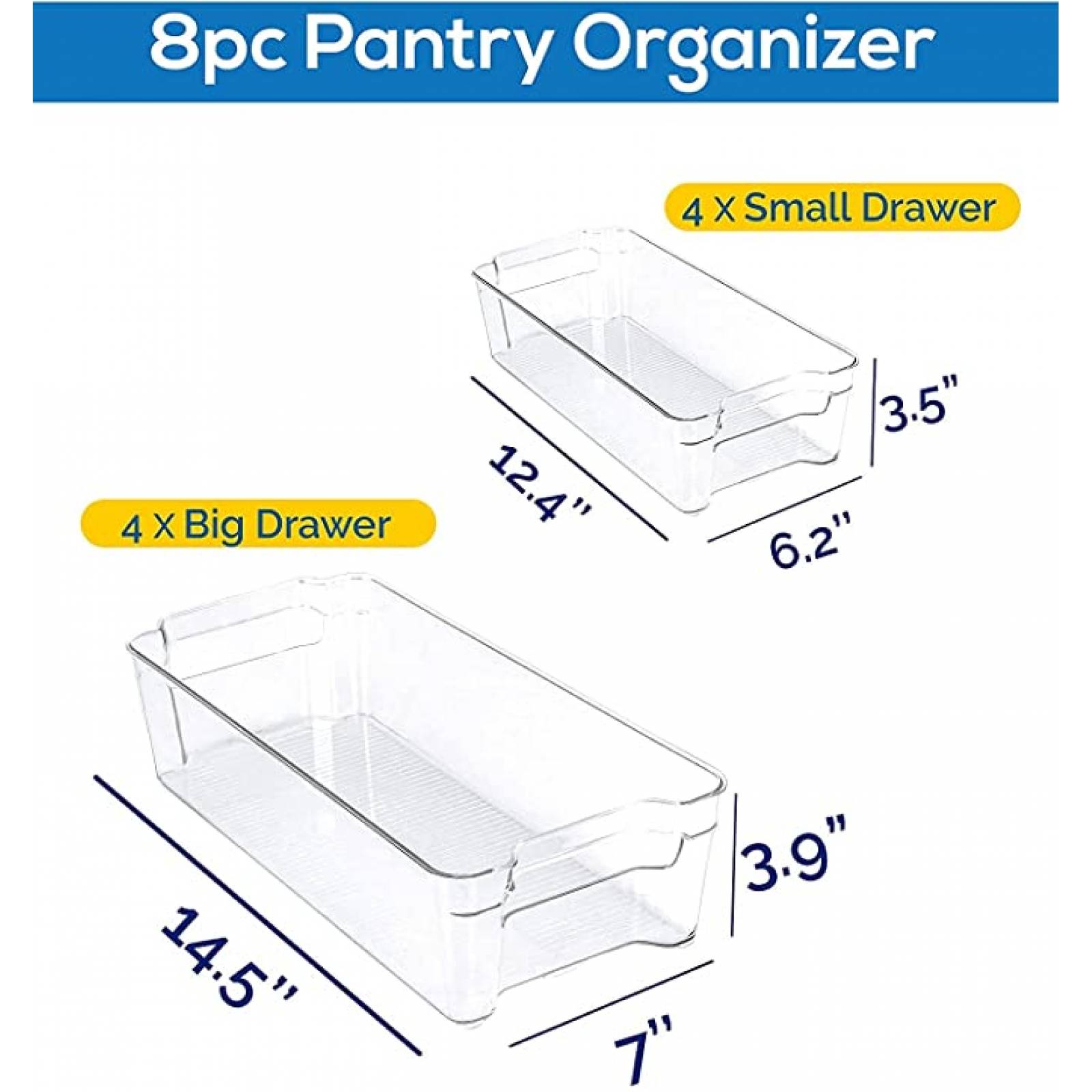 U Chef Juego de organizadores de refrigerador y congelador para hogar y cocina de 8 piezas