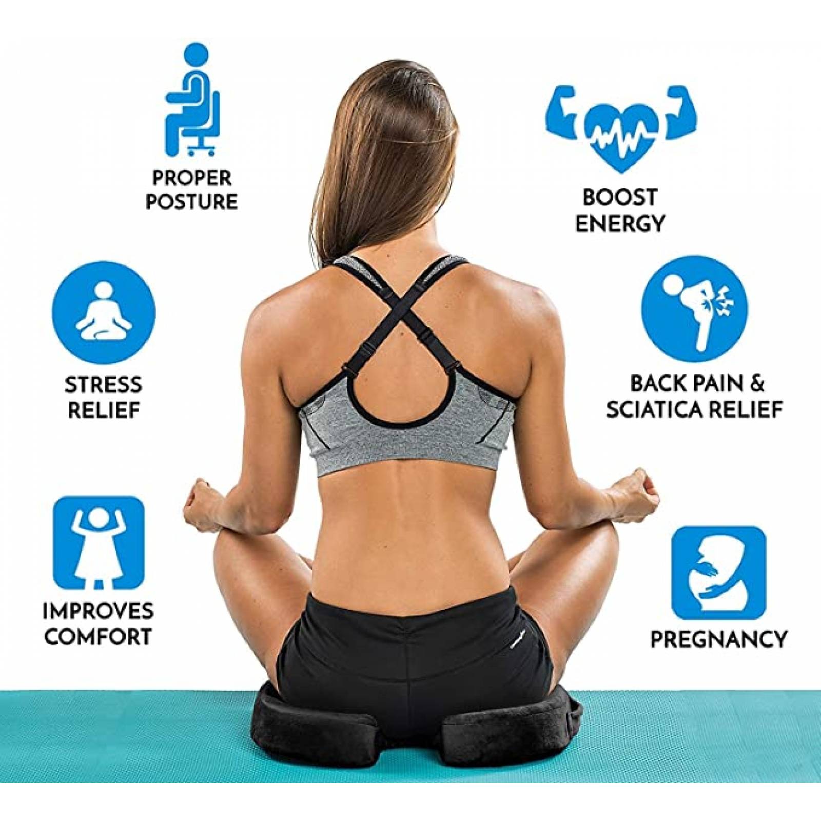 Timotech Cojin para asiento de oficina y auto para soporte lumbar para espalda y coxis