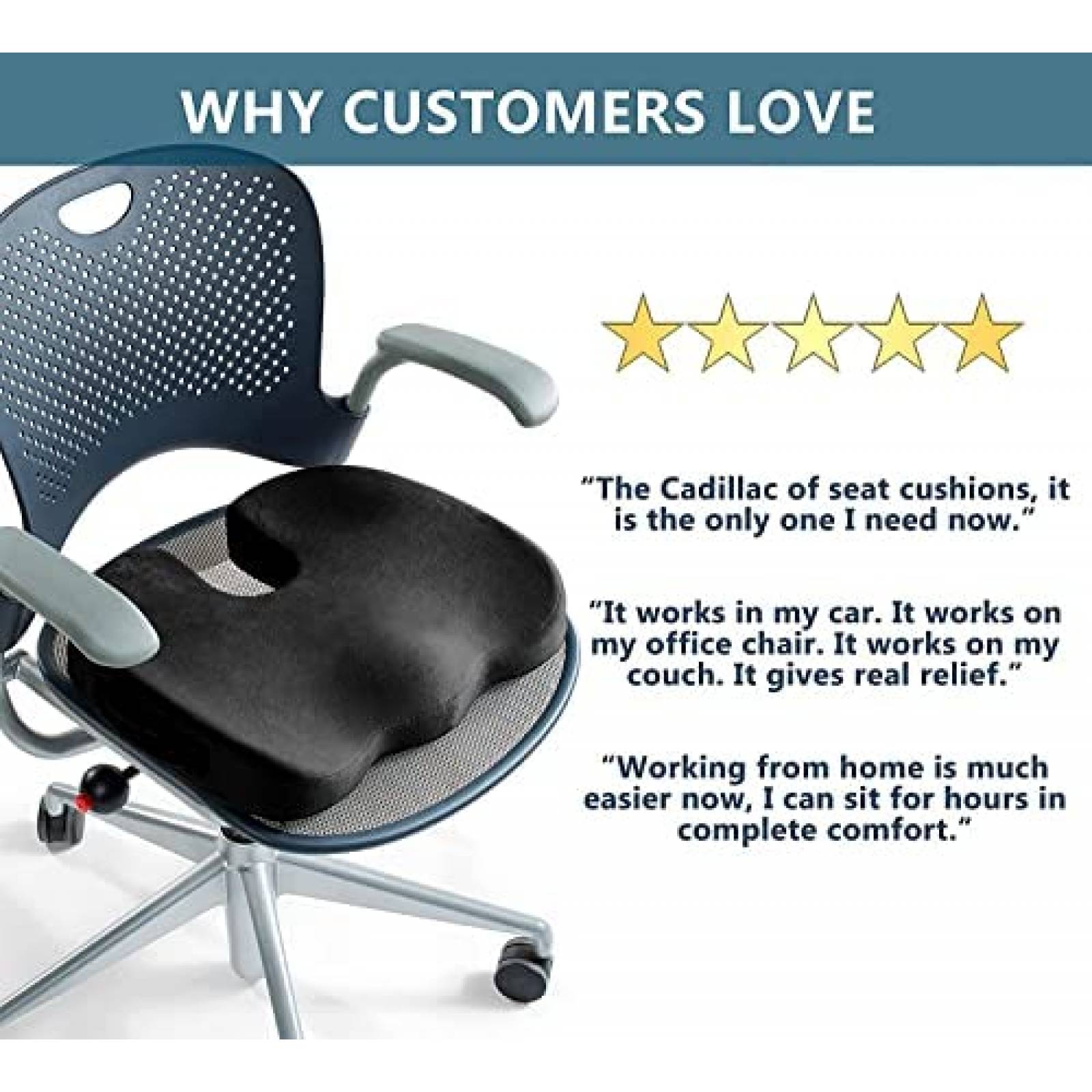 Timotech Cojin para asiento de oficina y auto para soporte lumbar para espalda y coxis