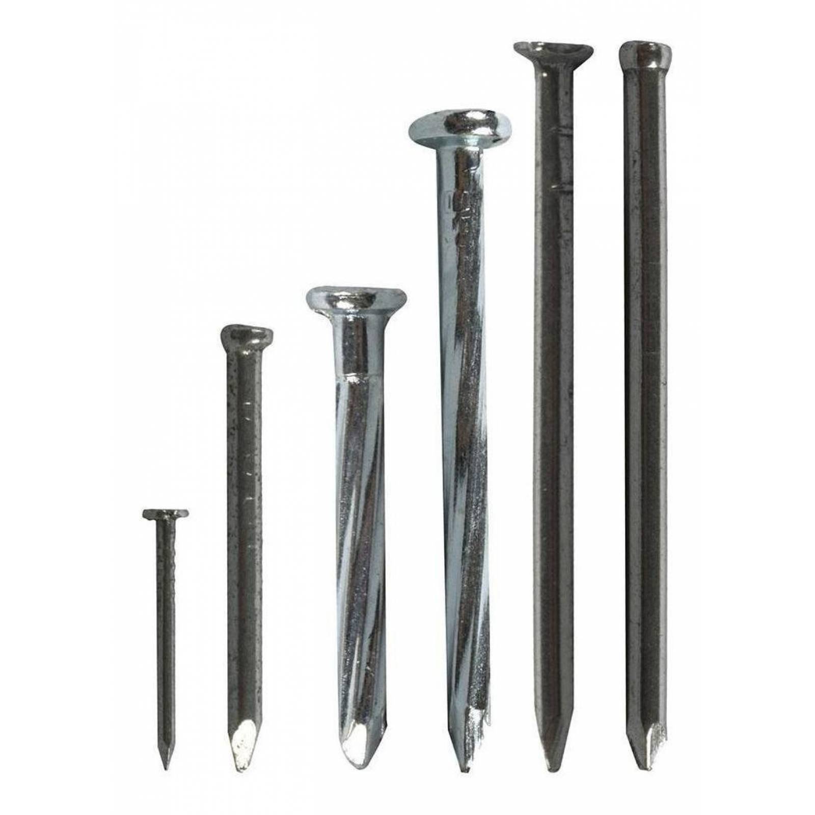 Surtido De Clavos 1, 1 1/2, 2, 3/4 De Pulgada Plata 300 Gr 