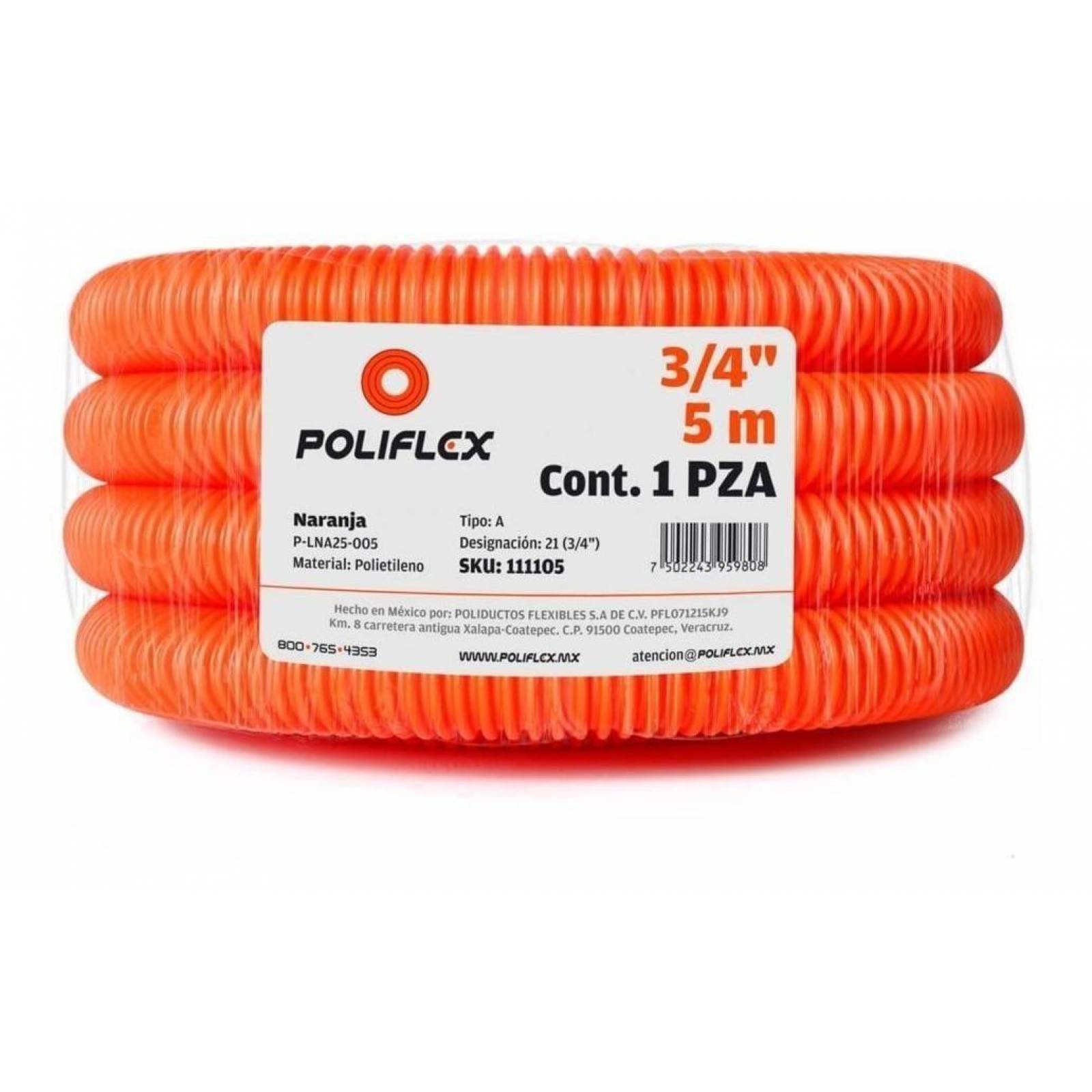 Poliflex 3/4 Pulgadas 5 M Naranja 
