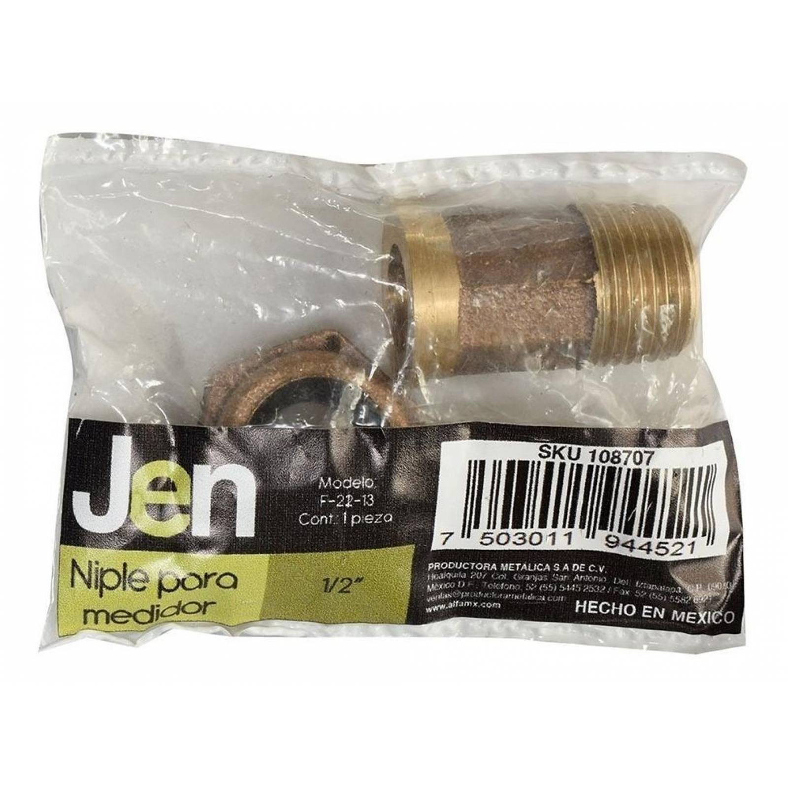 Niple Y Tuerca De Conexión Para Medidor De Agua 1/2 P Dh