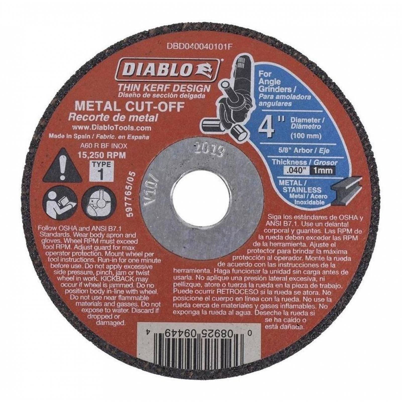 Disco Abrasivo Para Metal De 4 Pulgadas 