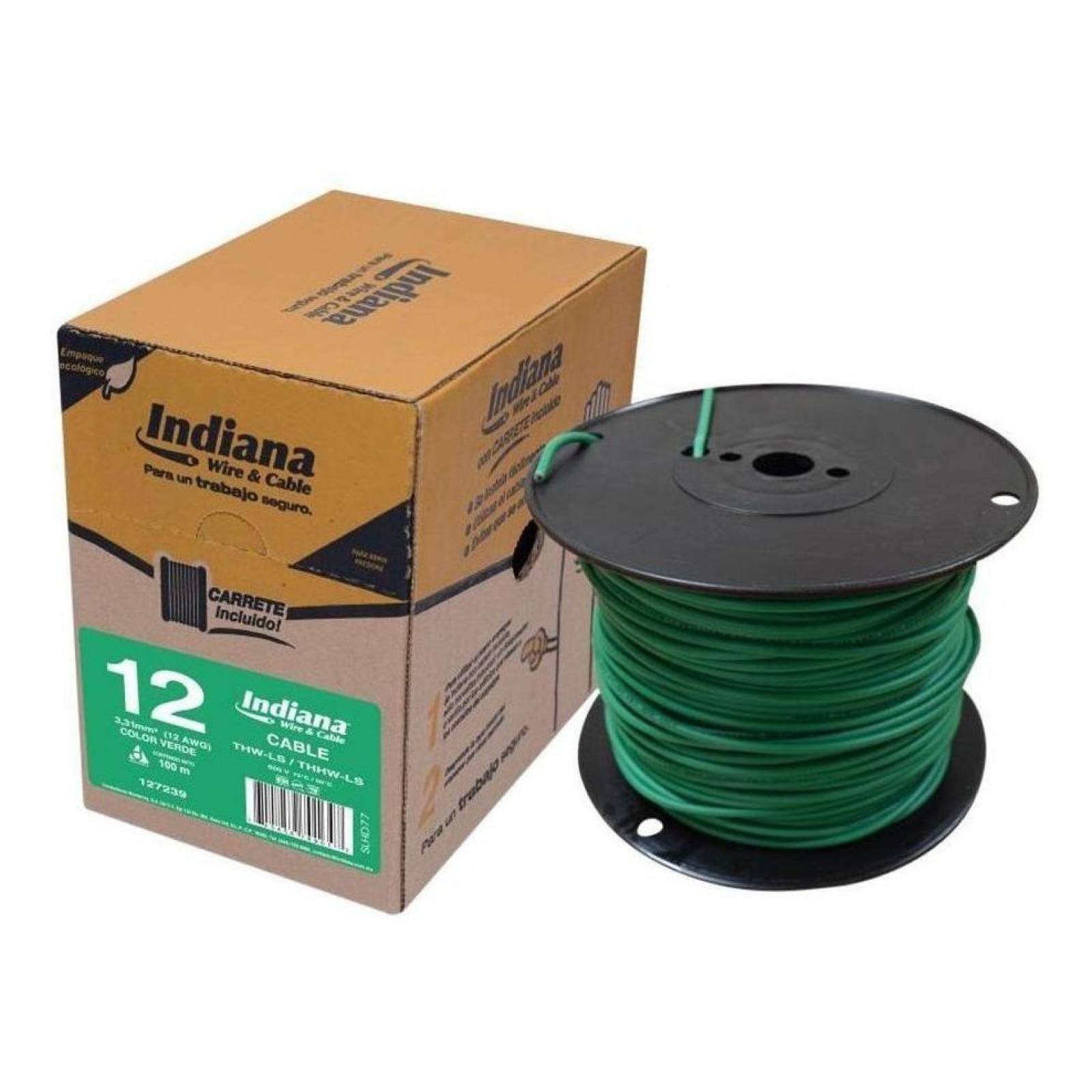 Cable Indiana Thw-ls 600v Calibre 12 Verde 100 M 