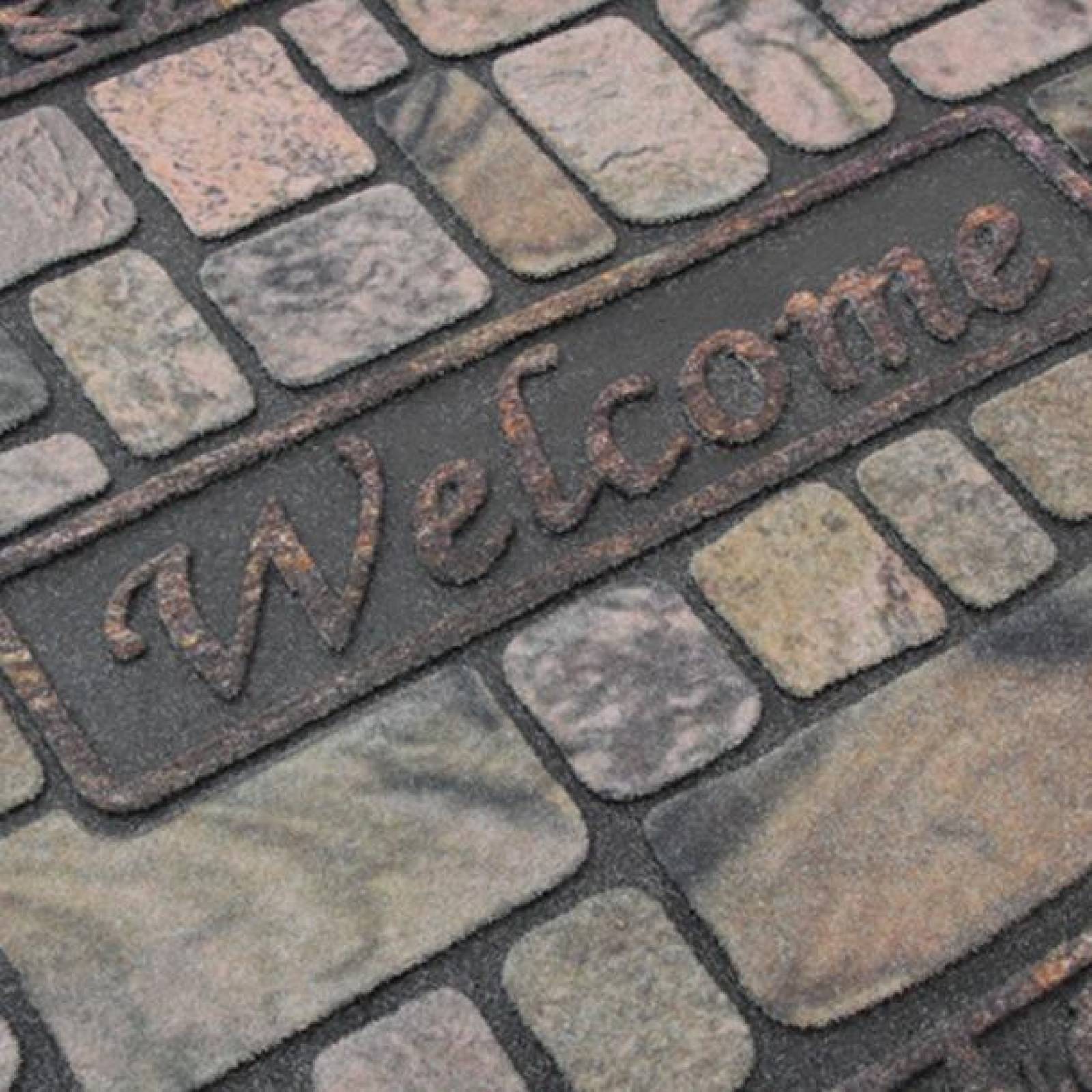 Tapete De Entrada Welcome Frame Flock Medida 45x75cm