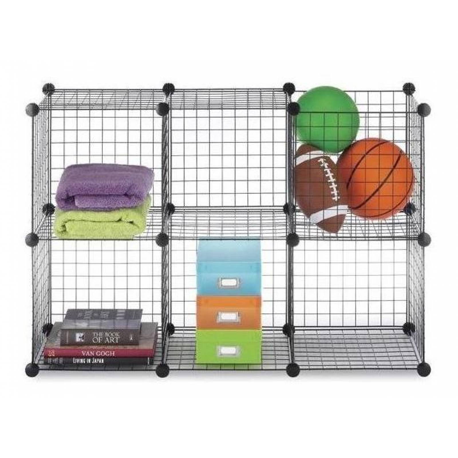 Organizador 6 Cubos Metálicos Modulares Negro 