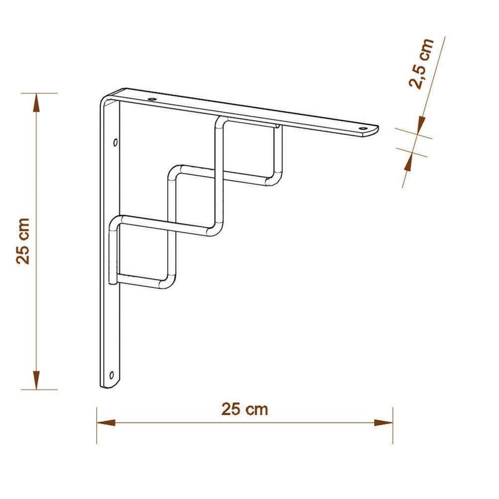 Ménsula Escalera De Acero 25 X 25 Cm Negro Dh 