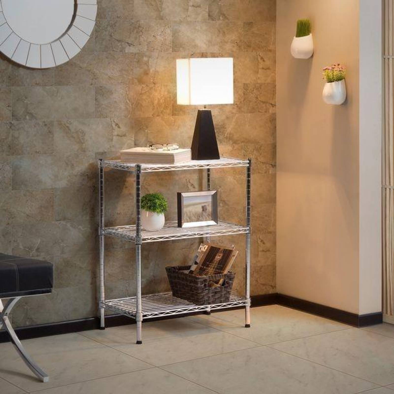 Estante De 3 Niveles Cromo 35.5x60.9x76.2 Cm - Organizador