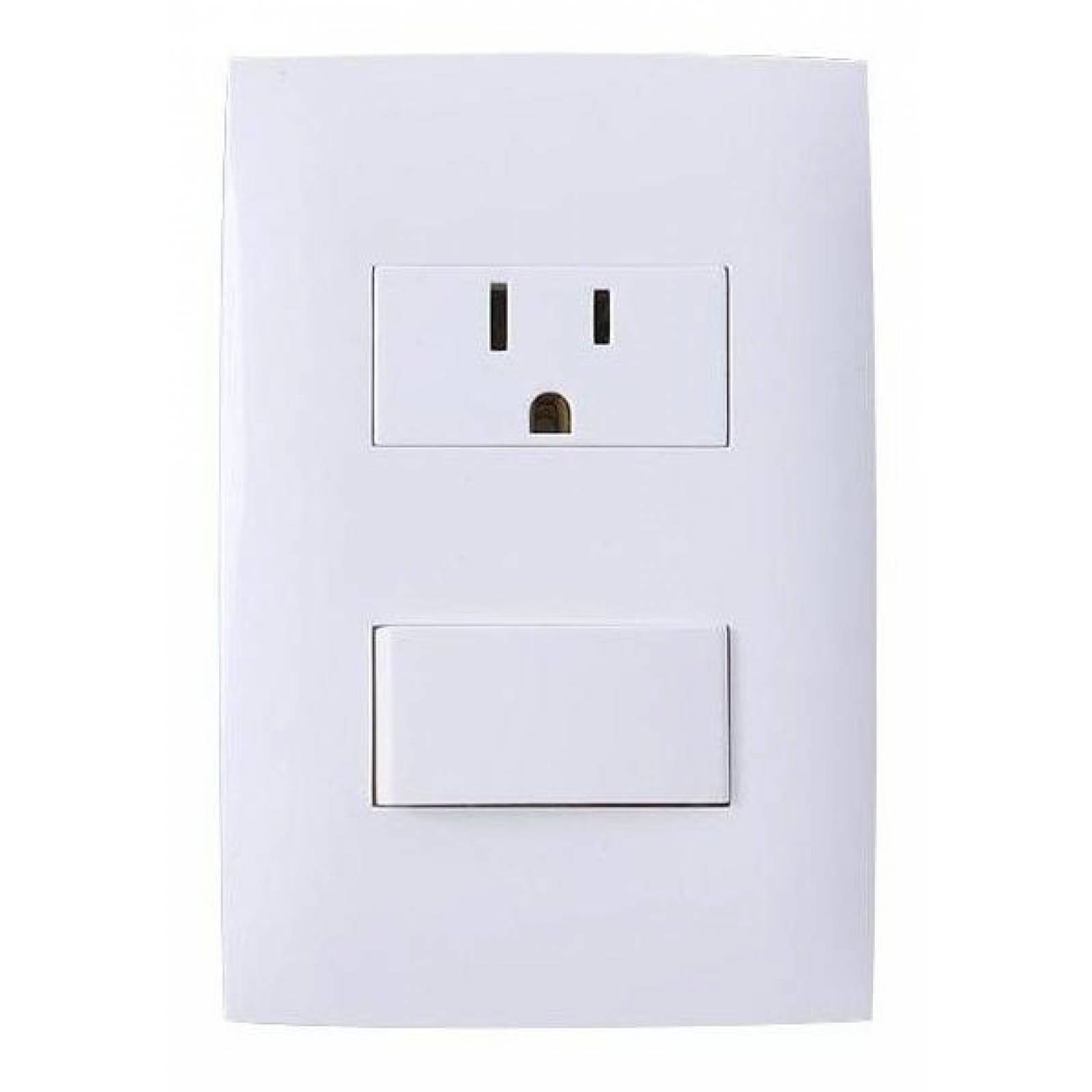 Placa Interruptor Sencillo Y Toma Con Tierra Blanco 