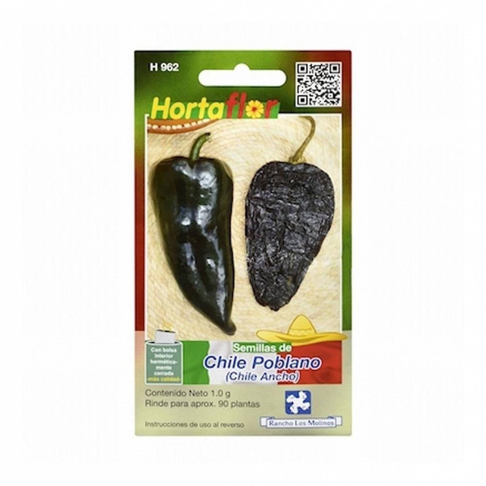 Semillas De Chile Poblano 1.0 Gr Negro Hortaflor 
