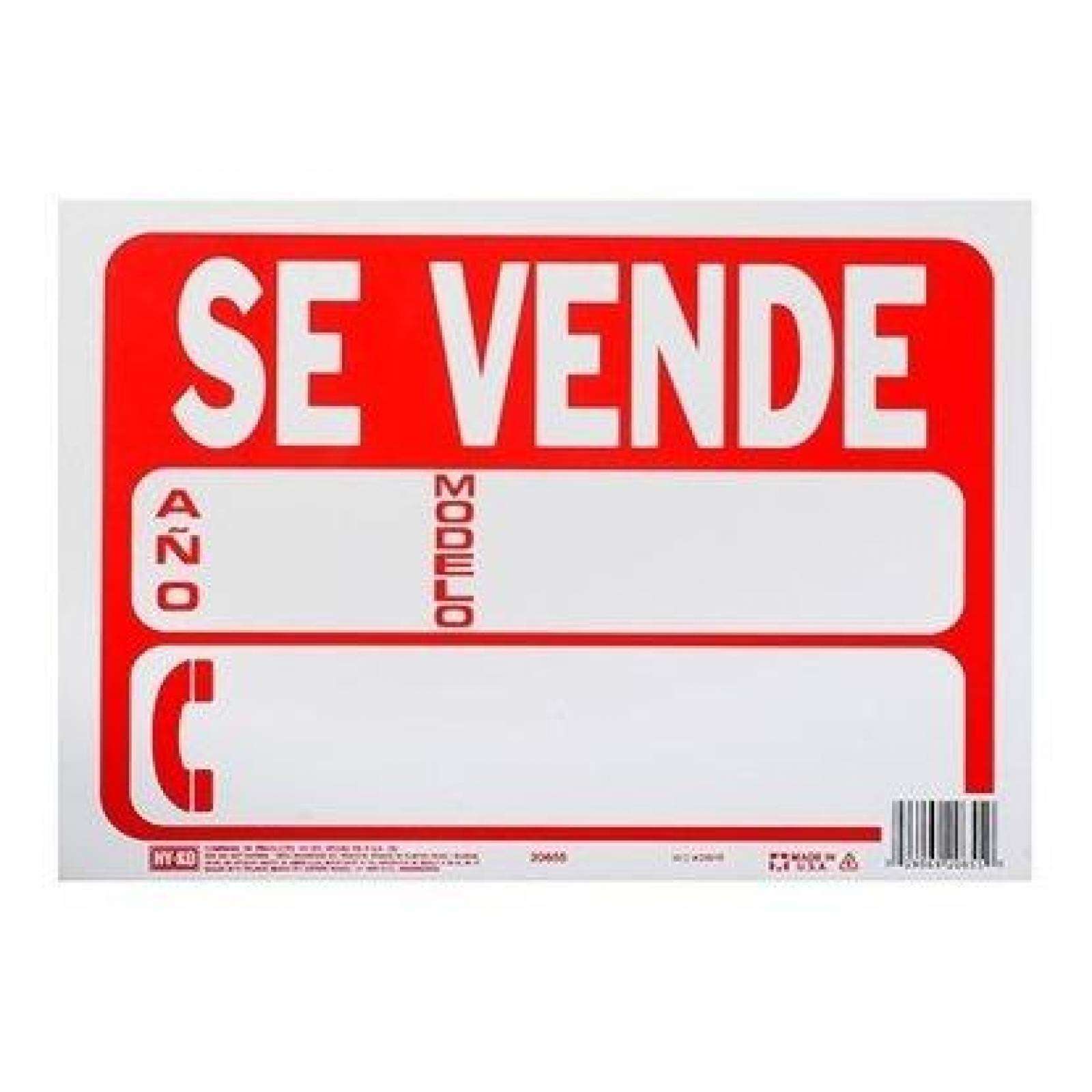 Letrero De Plástico Para Pared Se Vende 21.6 X 30.4 Cm 