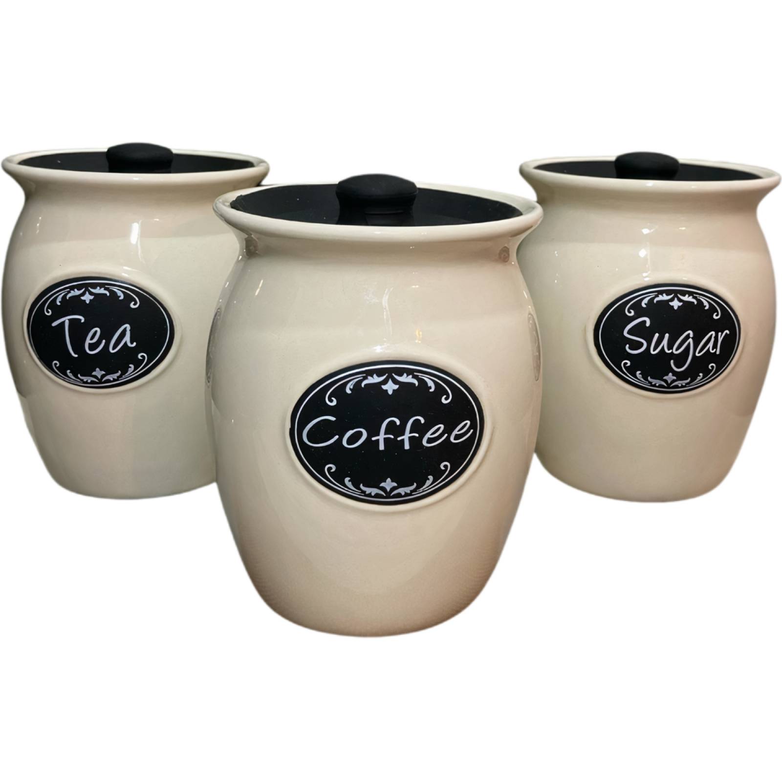  AJR Set de Recipientes Ceramicos BLACK Cream Color Negro De Cerámica
