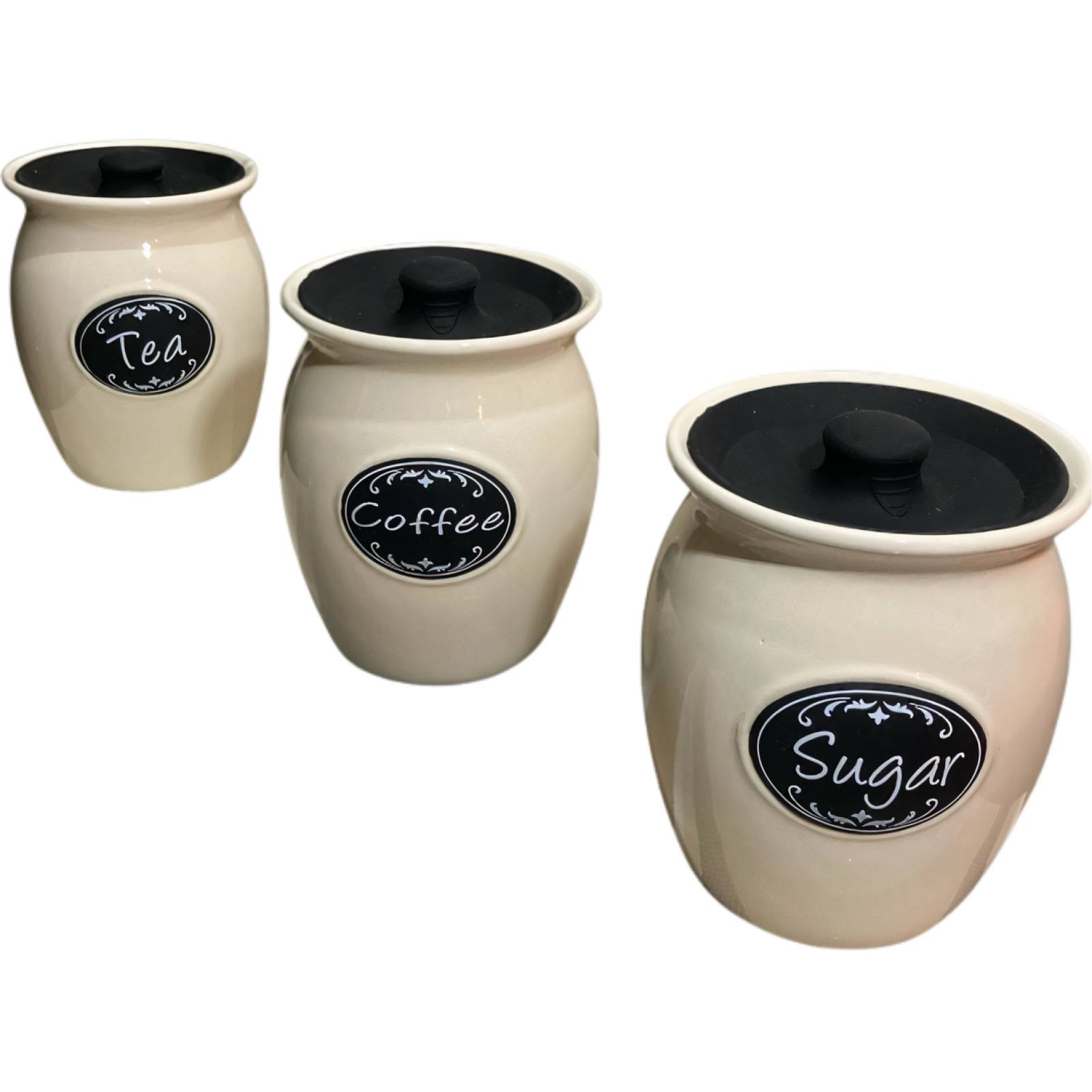  AJR Set de Recipientes Ceramicos BLACK Cream Color Negro De Cerámica