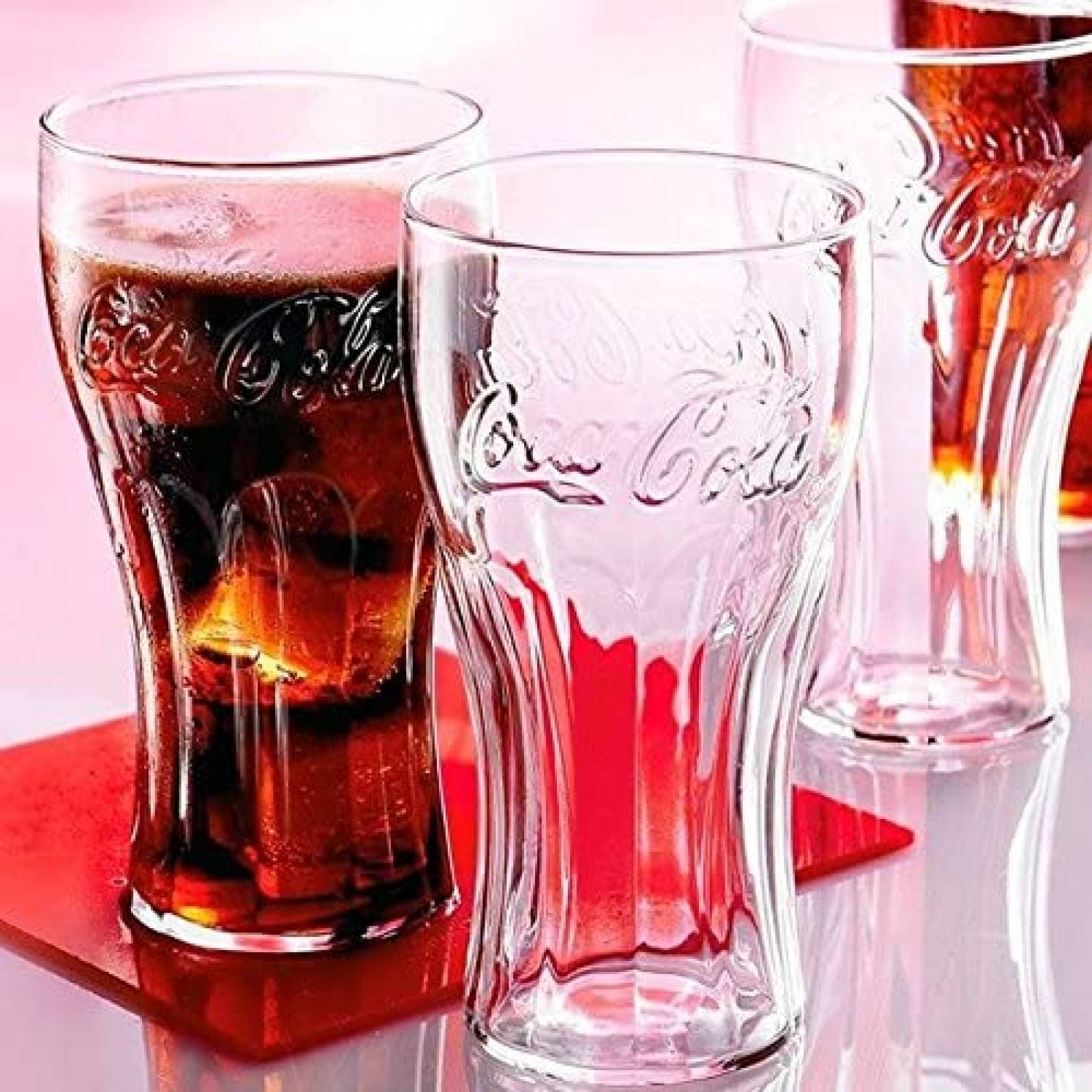 AJR Set de 4 Vasos Coca Cola Glass Color Transparente De Vidrio