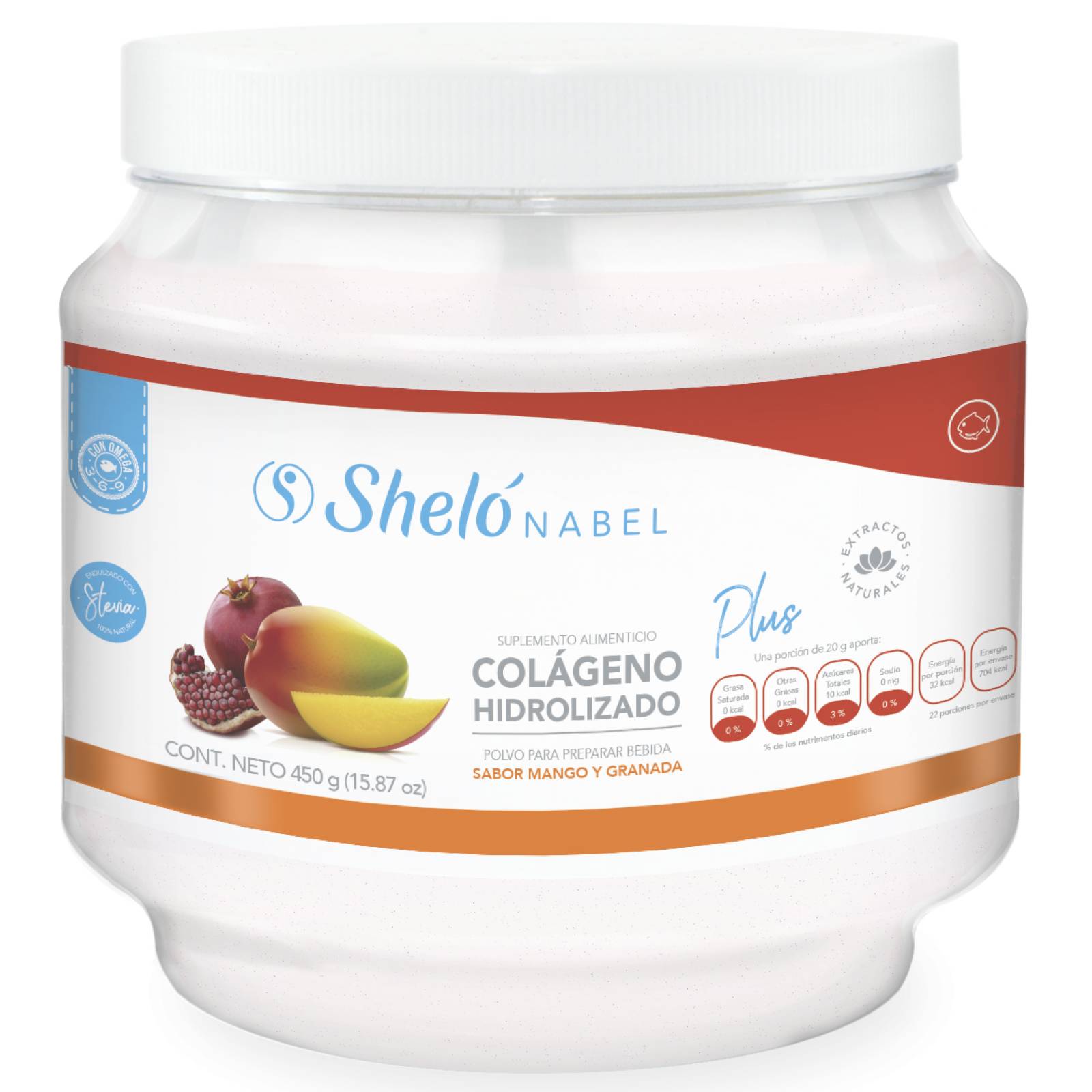 COLÁGENO HIDROLIZADO PLUS CON ÁCIDO HIALURÓNICO 450G SHELÓ NABEL