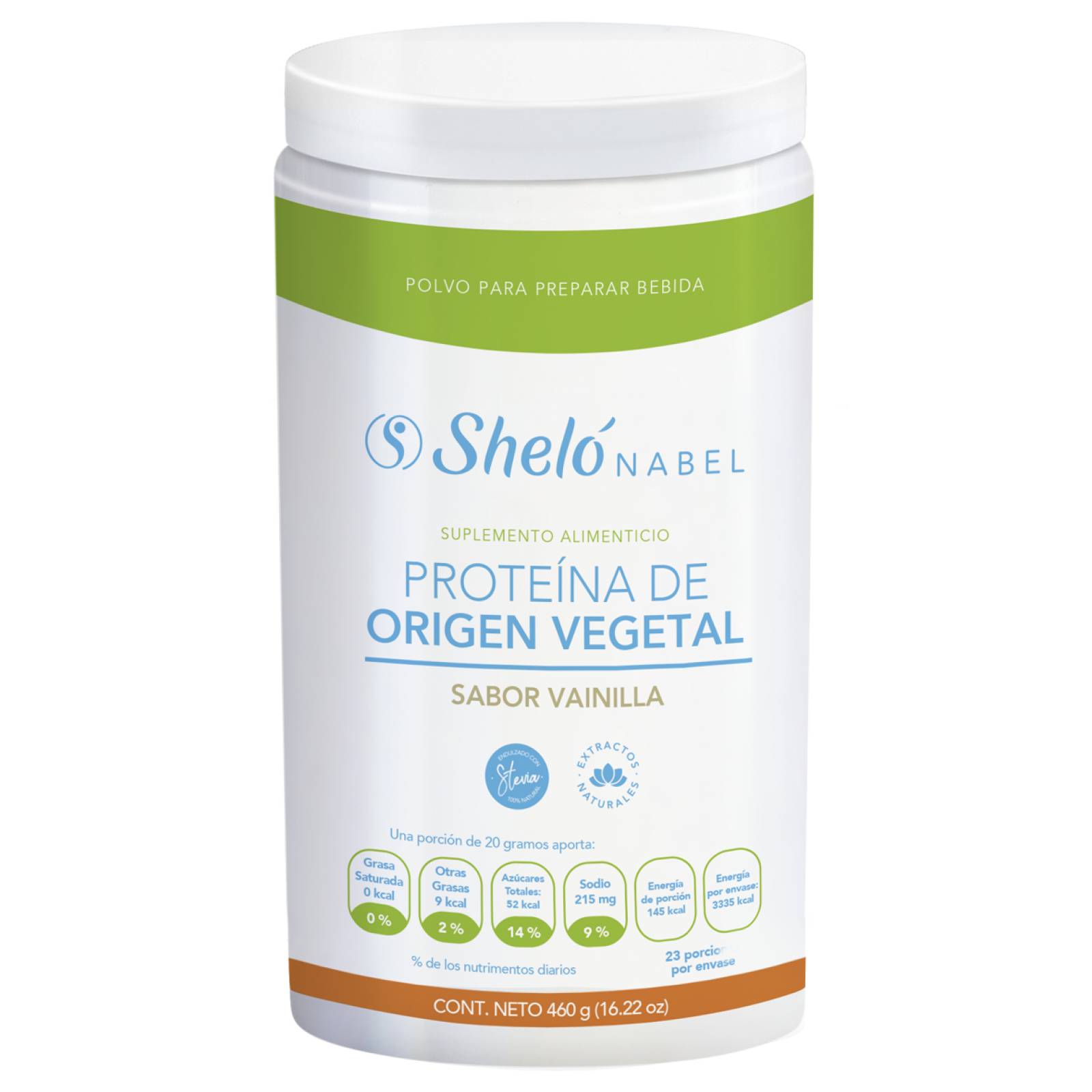 PROTEÍNA DE ORIGEN VEGETAL SABOR VAINILLA 460G SHELÓ