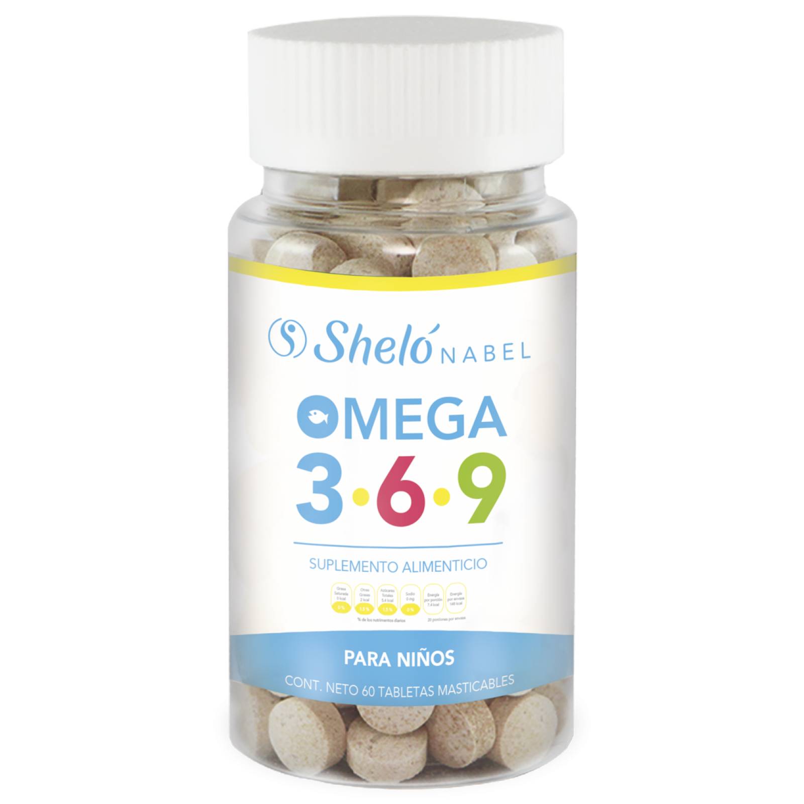 Omegas 3-6-9 Niños 60 Tabletas Masticables Sheló