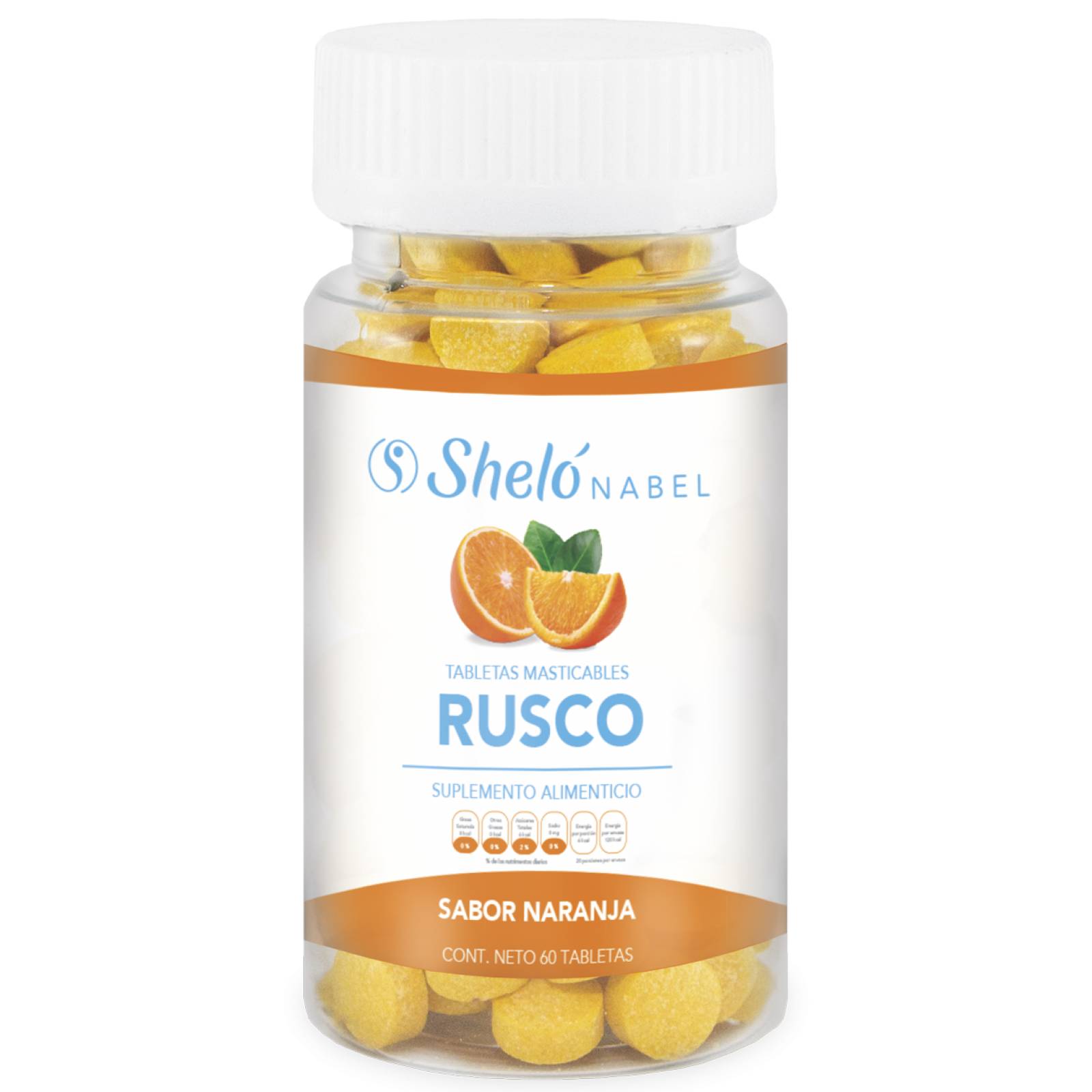 60 Tabletas Masticables de Rusco y Caléndula Sheló