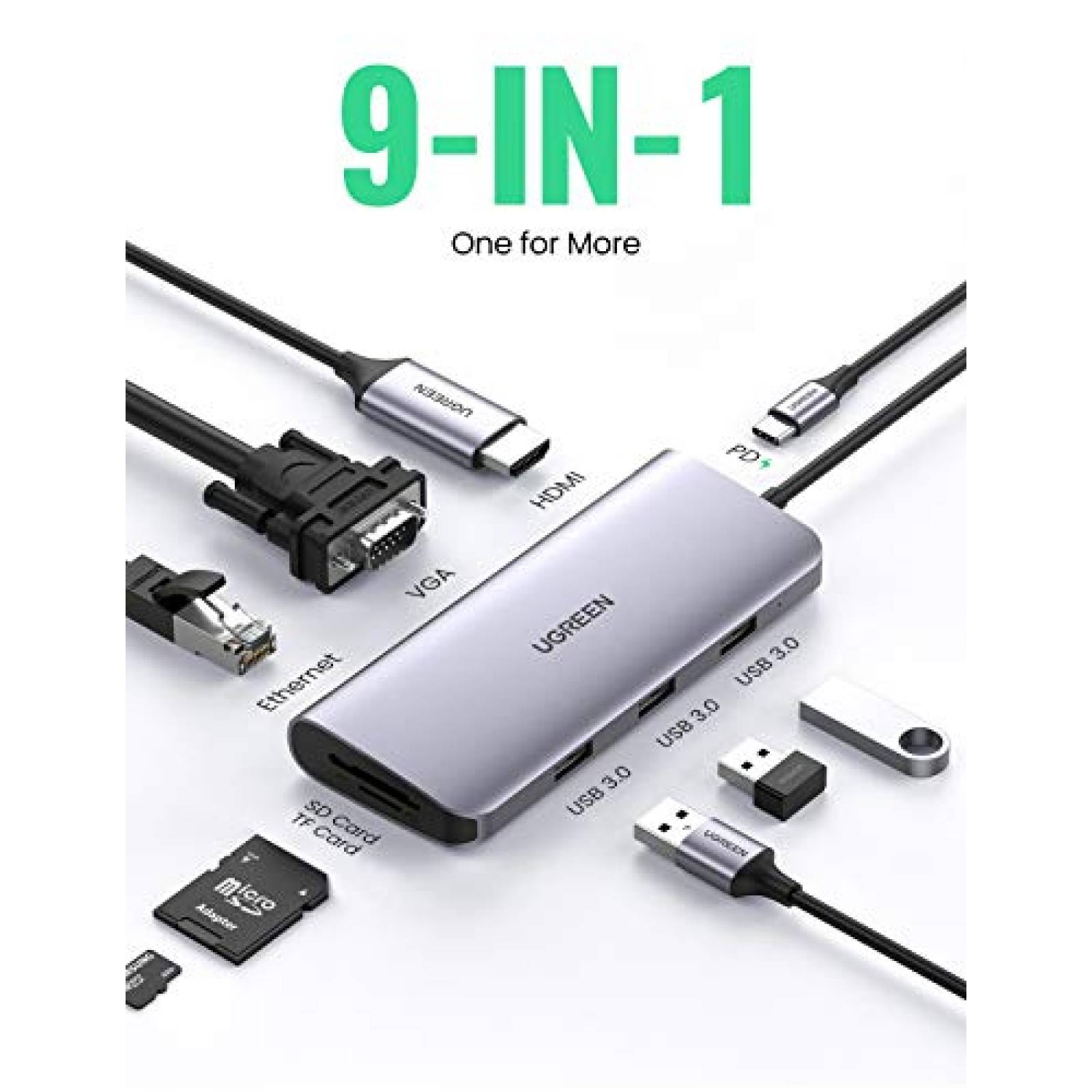 UGREEN USB C Hub 3.1 Adaptador USB Tipo C 9 en 1 Hub co 8 iMac 2019Huawei SAMSUNG