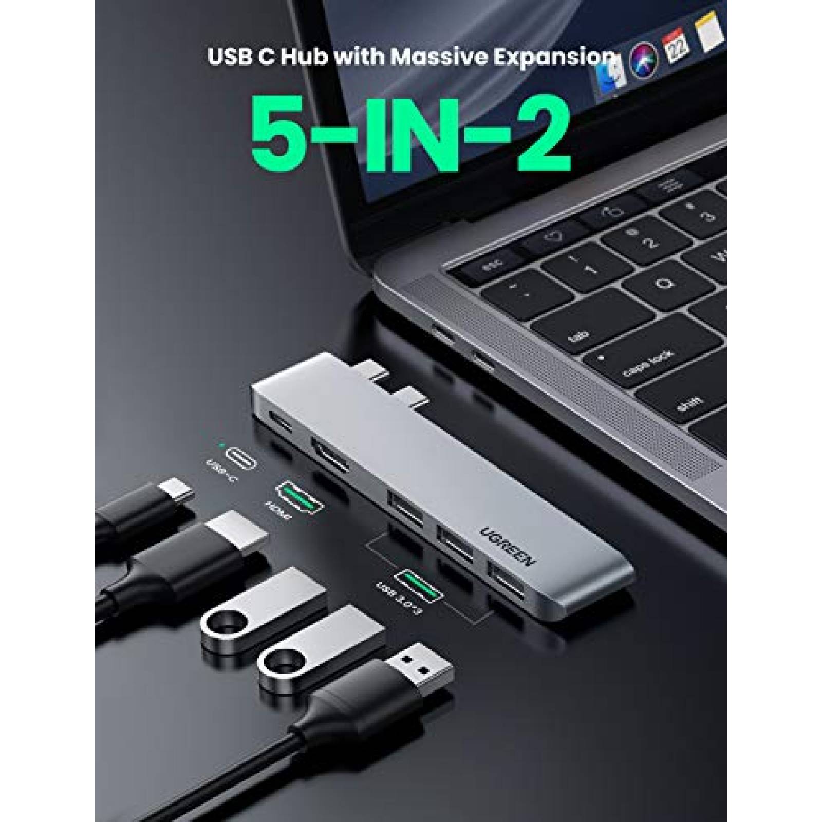 UGREEN Hub USB C para MacBook Pro USB C Hub a HDMI 4K T  2019 2018 2017 2016 1513