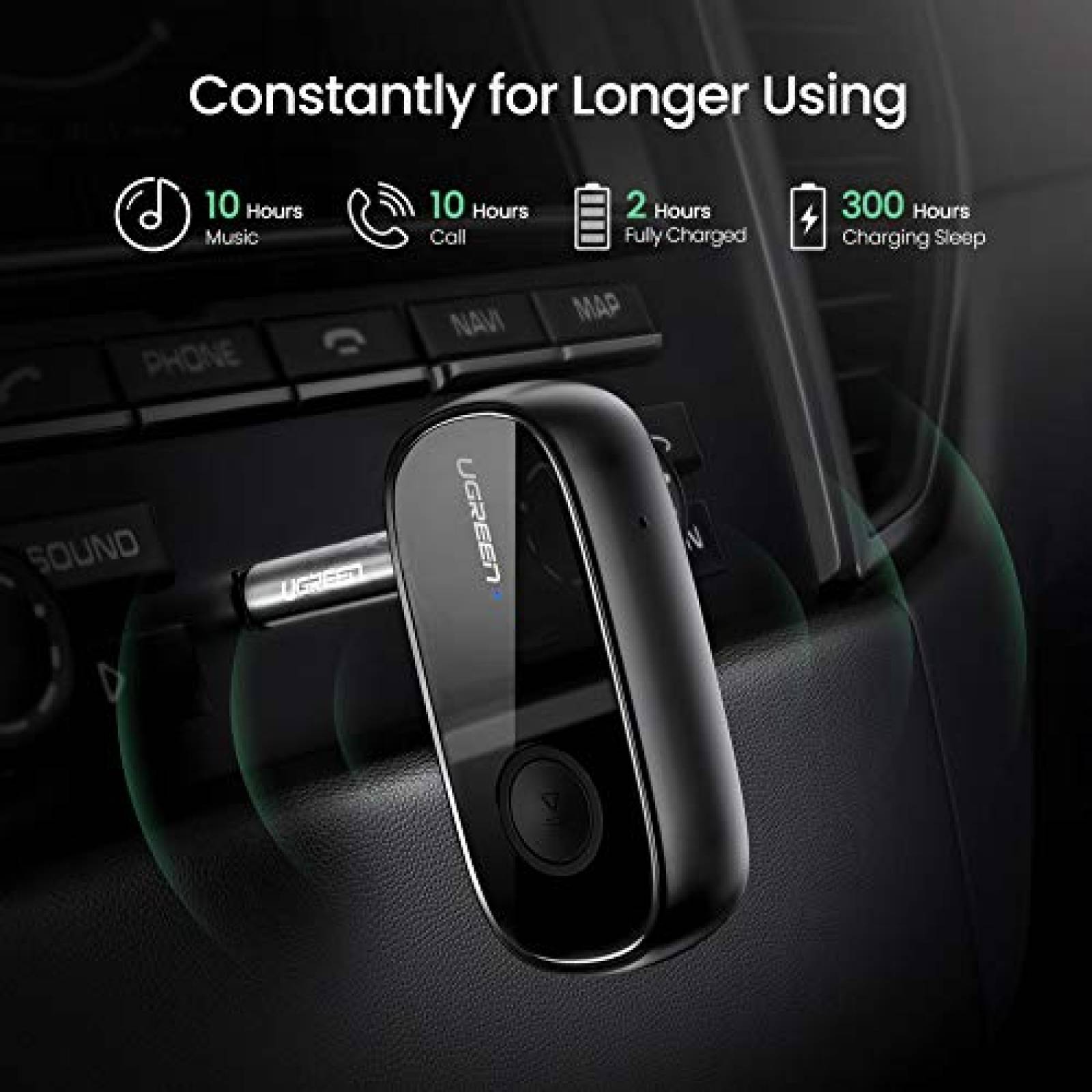 UGREEN-receptor Bluetooth 5,3, adaptador manos libres para coche