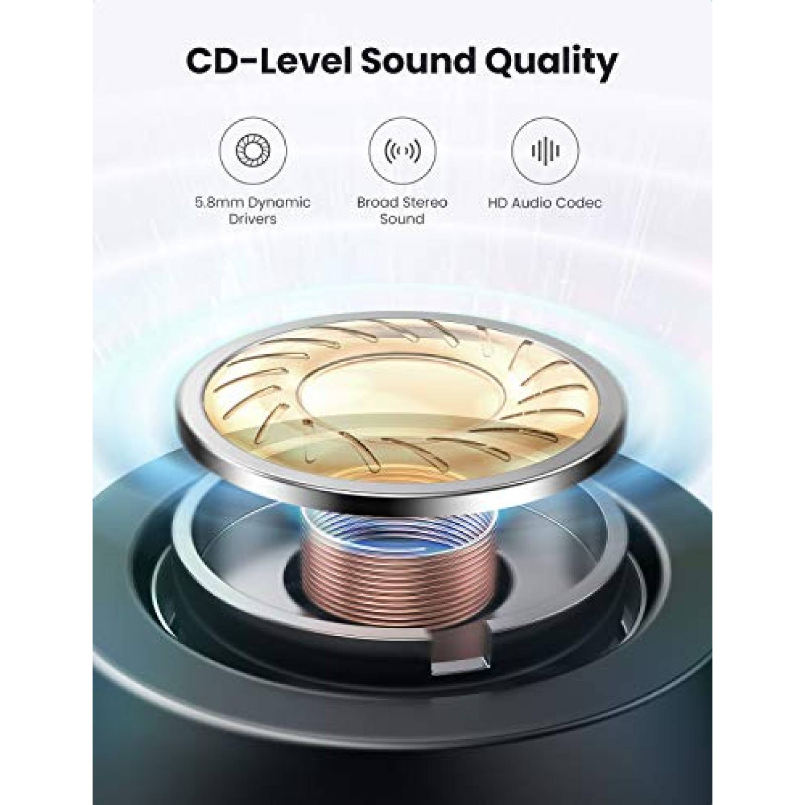 UGREEN HiTune Auriculares Inalambricos Bluetooth 5.0 Mi l Táctil IPX5 Impermeable