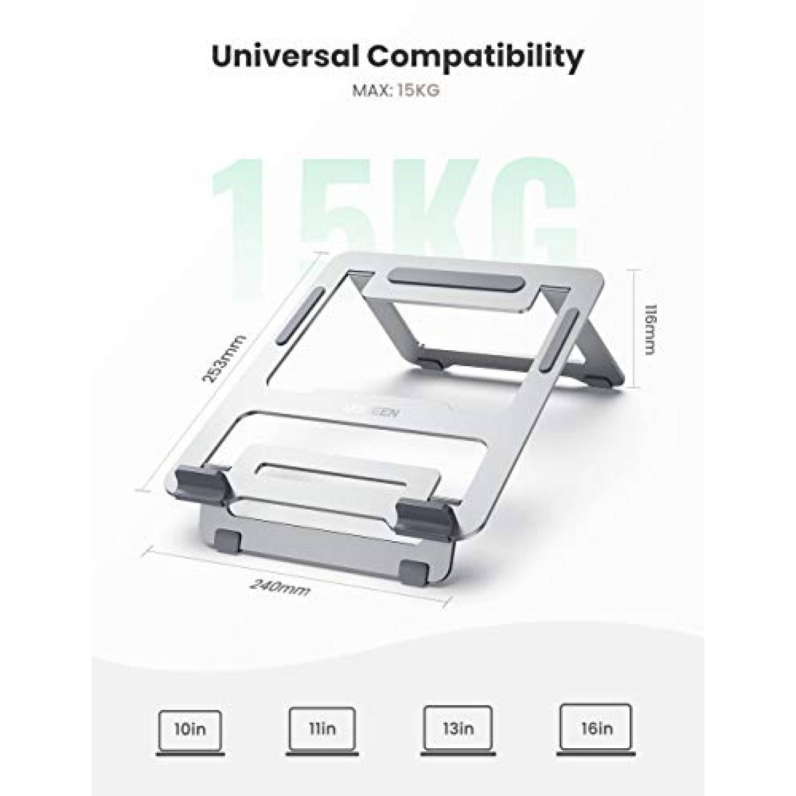 UGREEN Soporte Portátil Laptop Stand de Aluminio Soporte Ajustable para Ordenador Portátil de 11-1 Xiaomi Huawei ASUS