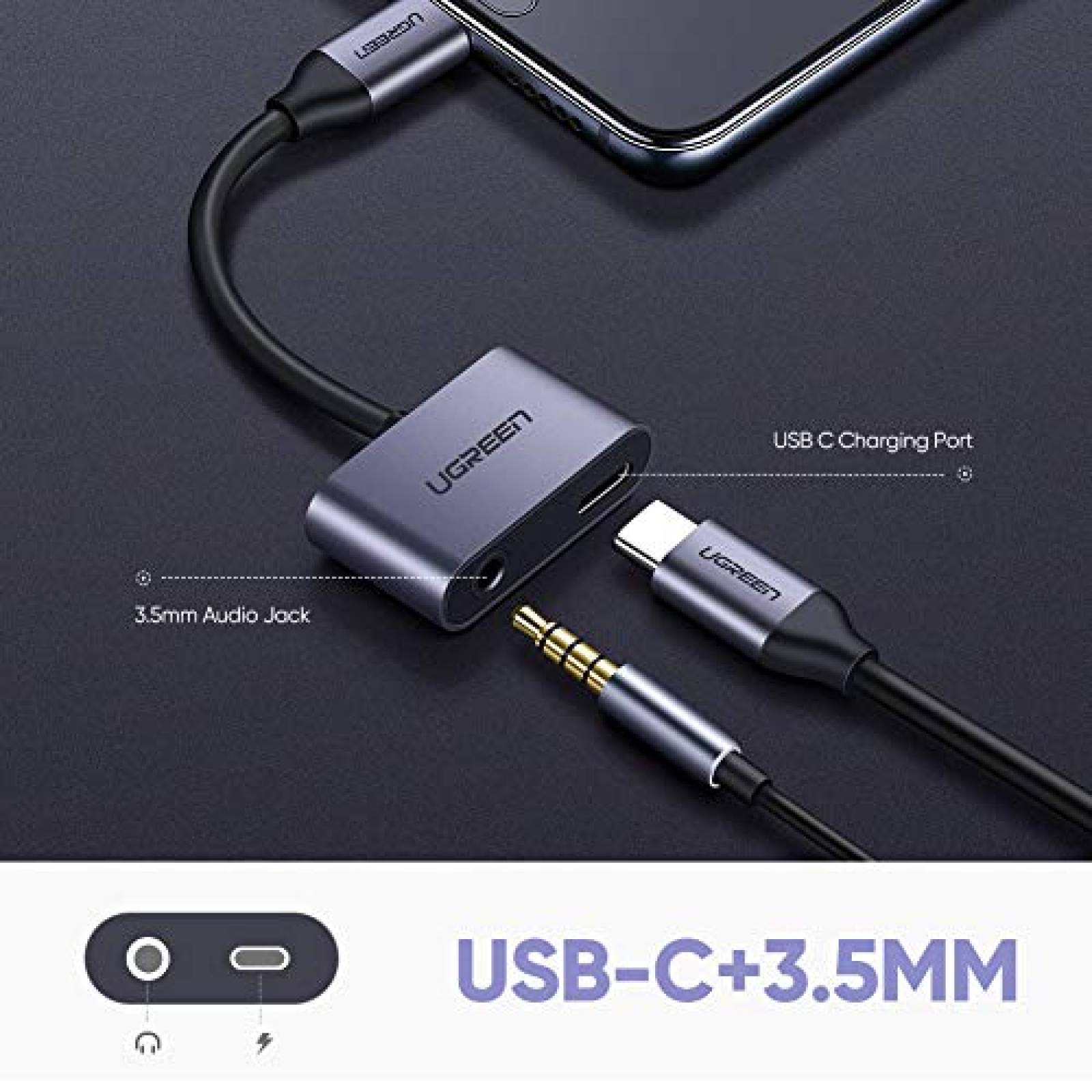 Adaptador tipo USB-C a Jack 3.5mm Ugreen