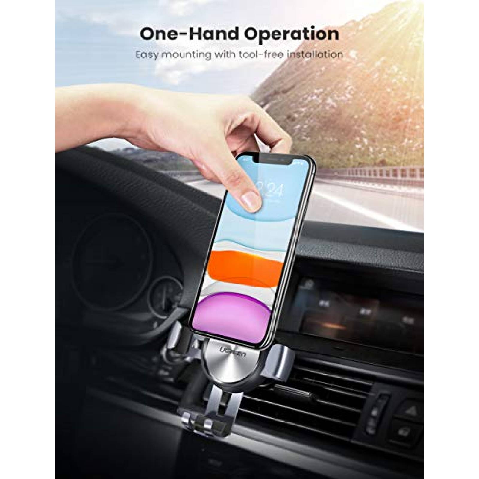 UGREEN Soporte Celular Auto Gravedad para iPhone 12/12  S8 Xiaomi Motorola Huawei