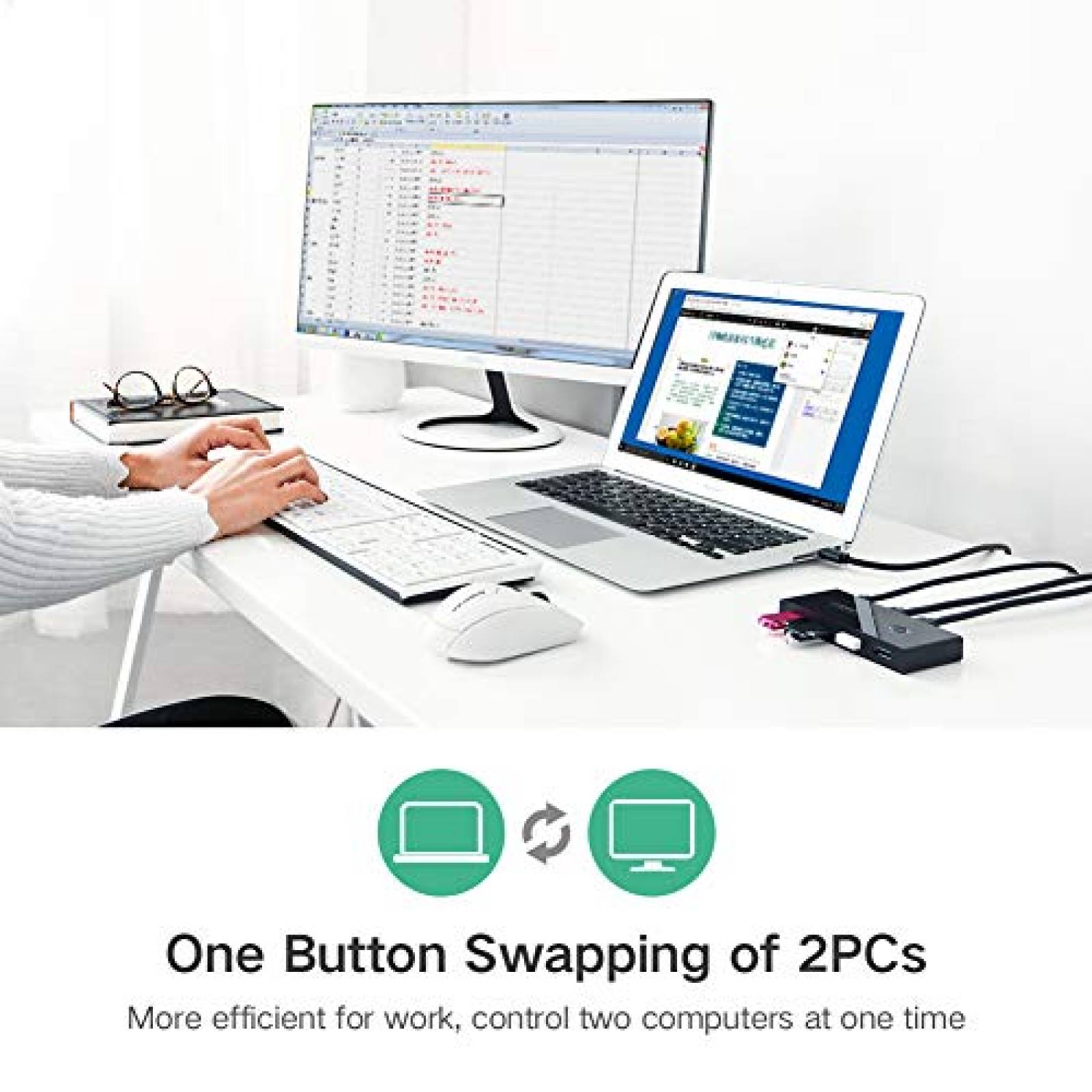 UGREEN 4 Puertos USB 3.0 Switch 2 Entradas y 4 Salidas  Impresoras Escáneres etc.