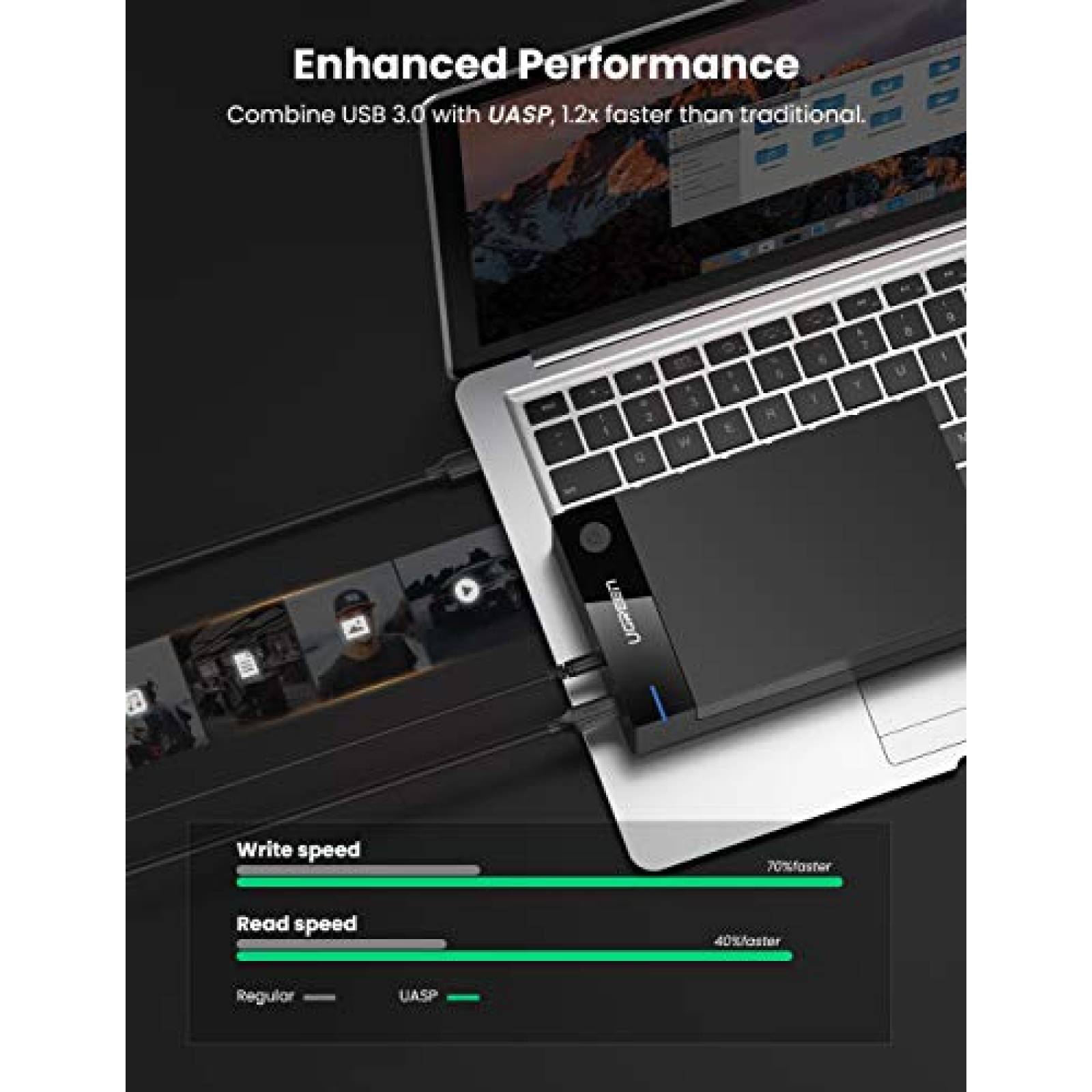 UGREEN Carcasa Disco Duro 3.5 Caja Disco Duro USB 3.0 c Corriente 12V 2A Incluido