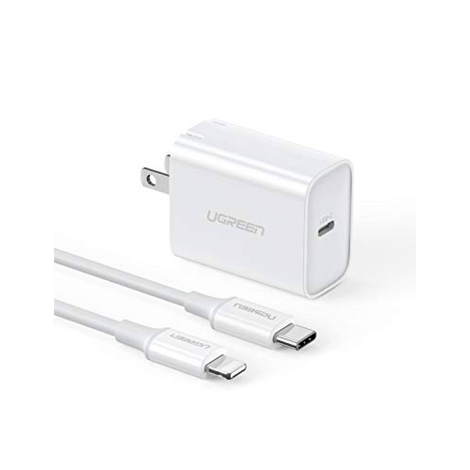 UGREEN USB C Cargador 18W con Cable USB C a Lightning T 8 Plus 7 6 Plus iPad Pro