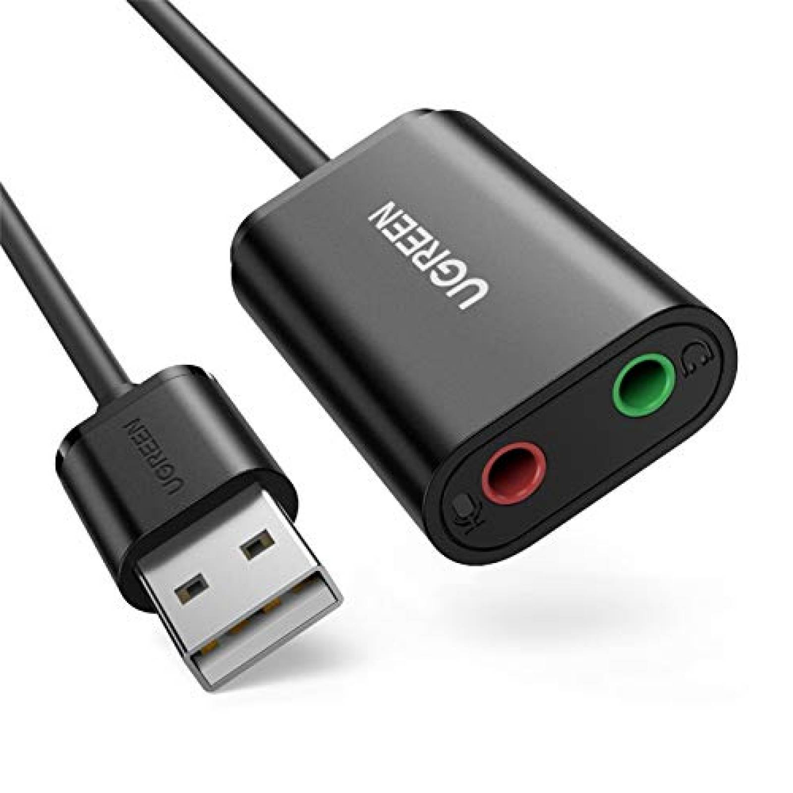 UGREEN Tarjeta de Sonido USB Tarjeta de Sonido Externa  culares y Micrófono Negro
