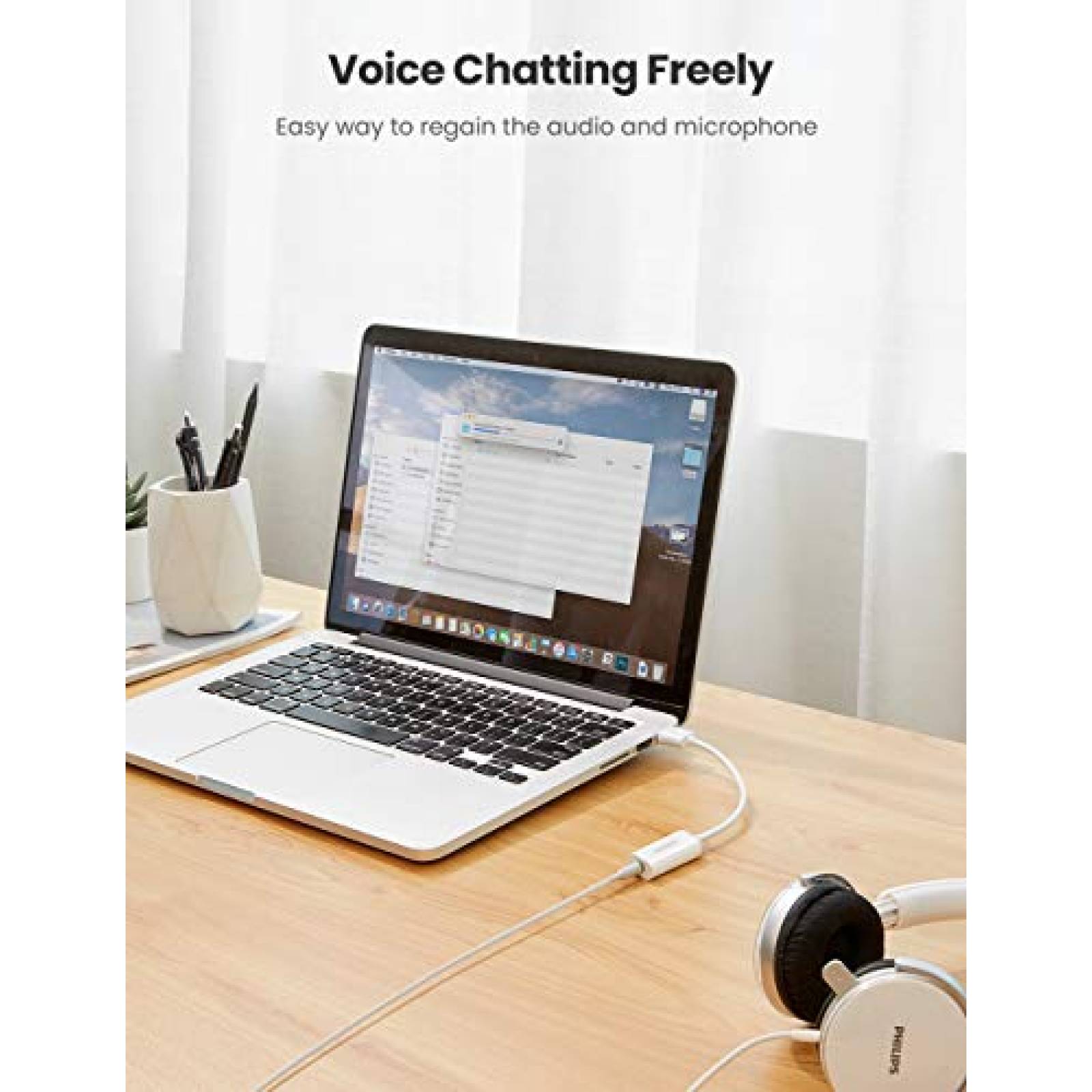 UGREEN Tarjeta de Sonido Externa USB Adaptador de Audio 5 Micrófono y Auriculares