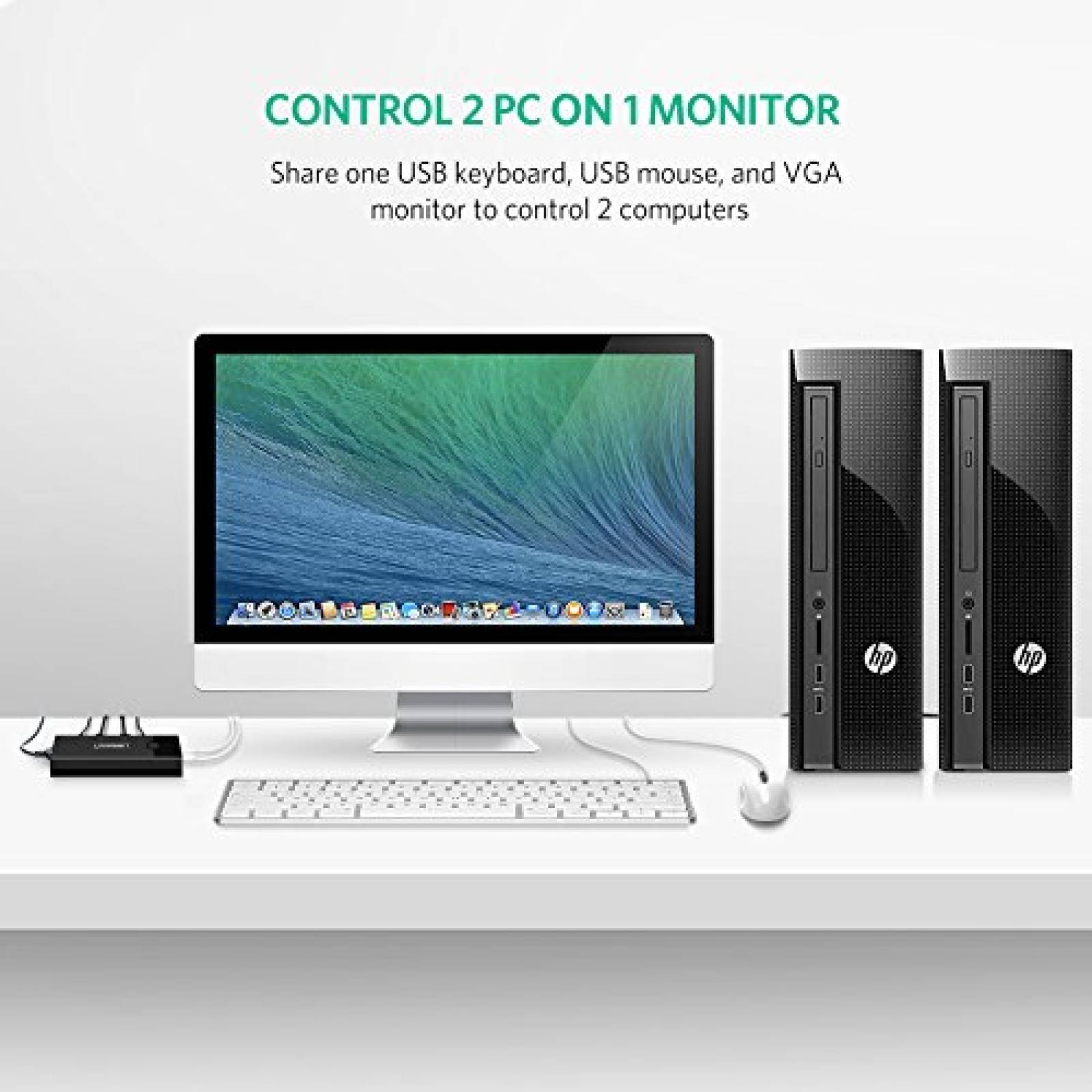 UGREEN 2 en 1 Adaptador USB y VGA Switch KVM USB VGA 10 VGA y USB 1 Salida de VGA