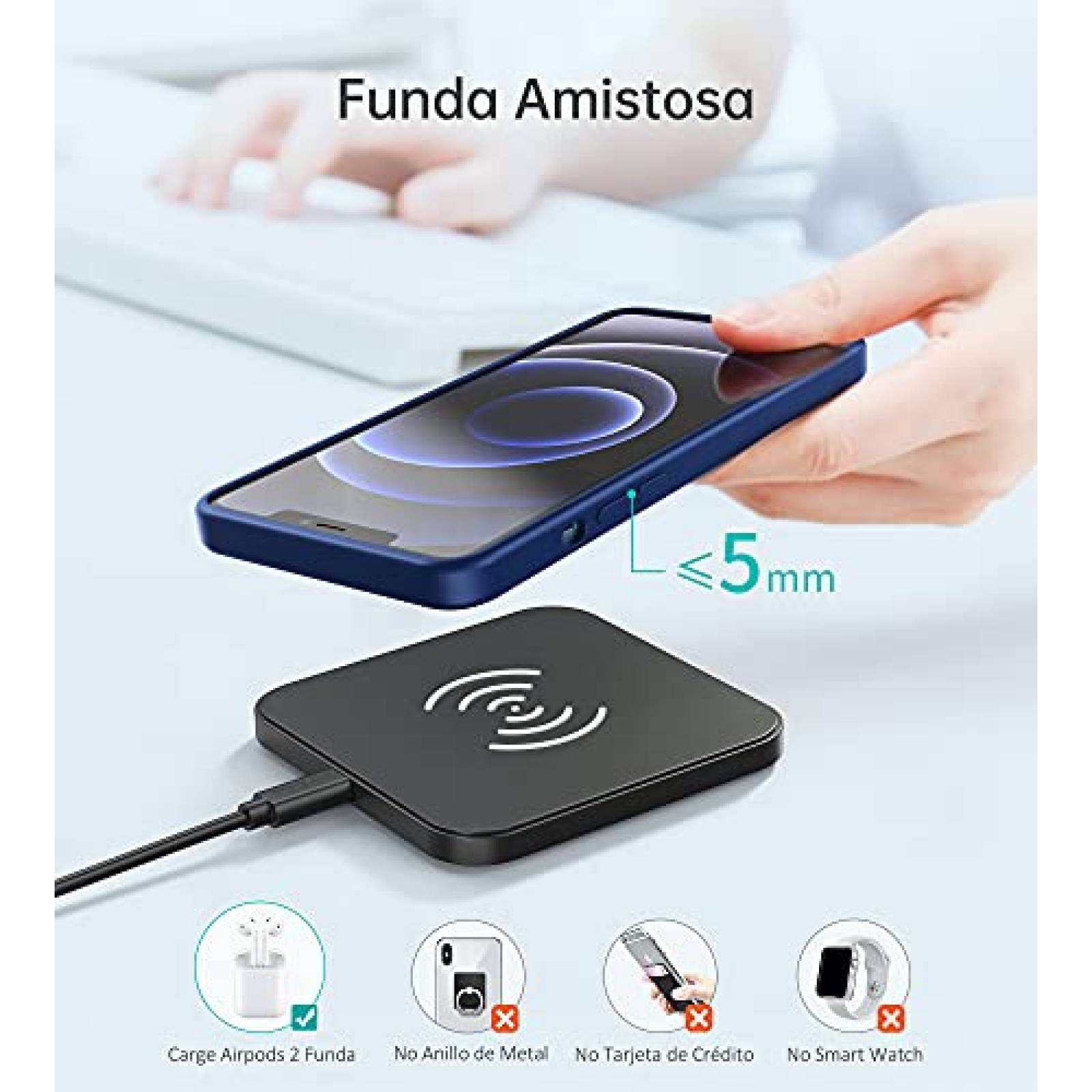 Funda CHOETECH Cargador Inalámbrico,Qi Wireless Charger o incluido